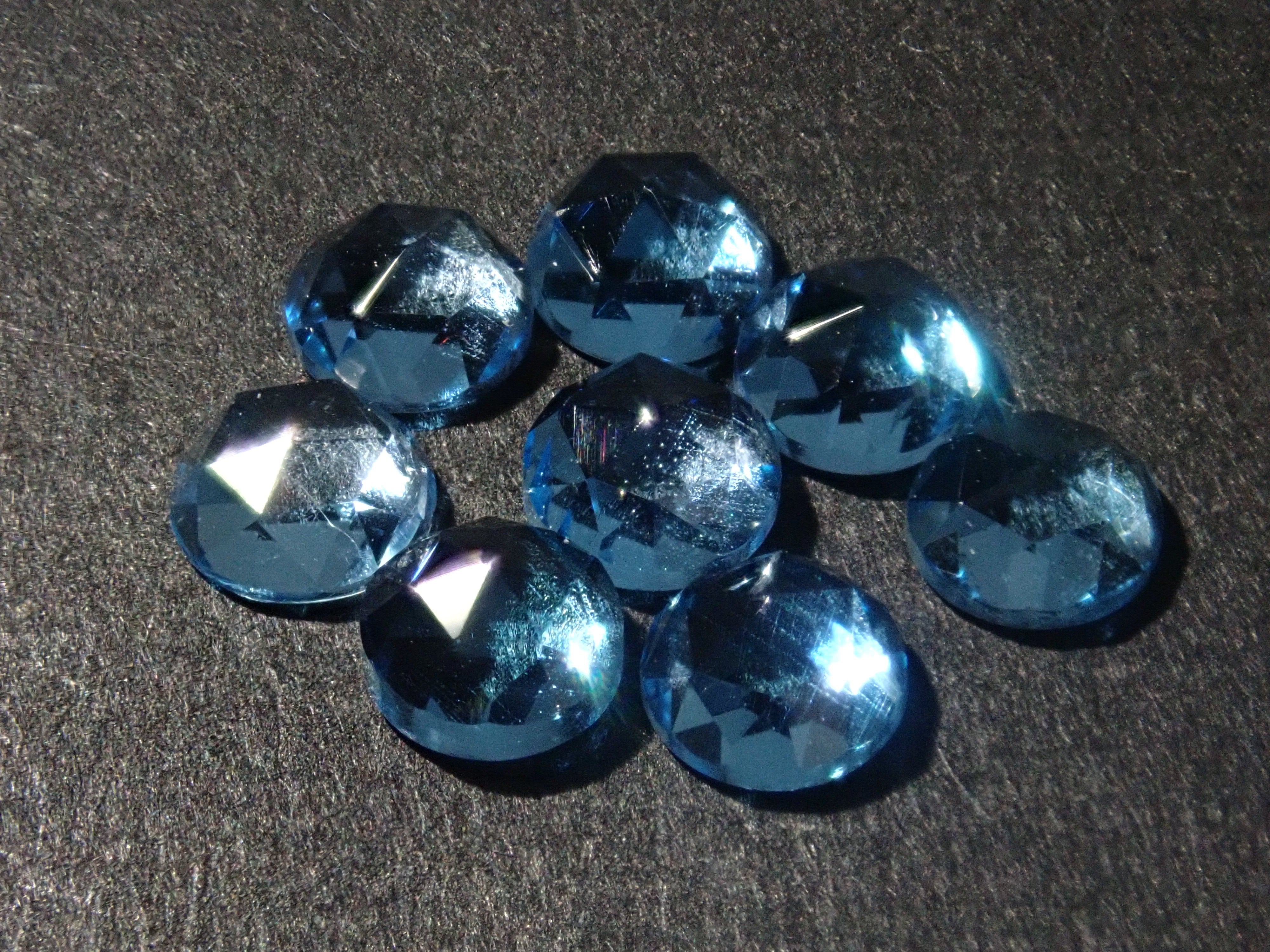 Limited to 8 stones: Swiss blue topaz (4mm, rose cut) 1 loose stone. Discounts available for multiple purchases.