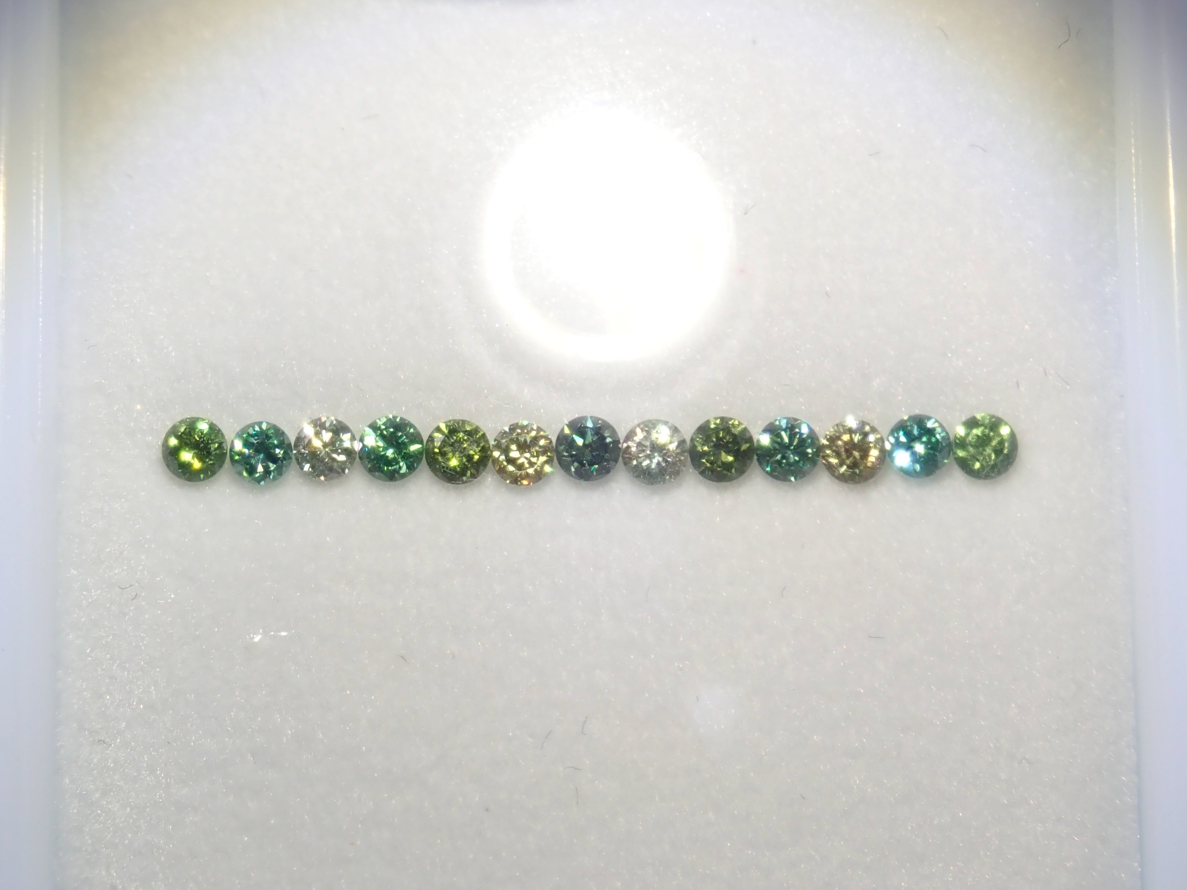 Lab-grown diamond (synthetic green diamond) 13 stone half eternity ring set (2.0mm)