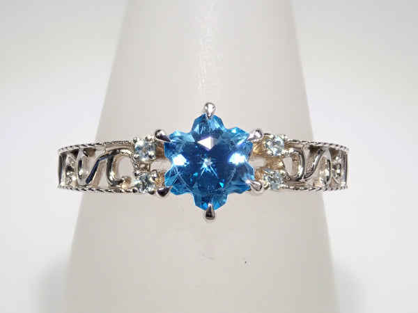 Pt950ブラジル産スイスブルートパーズ0.756ct・アクアマリンリング