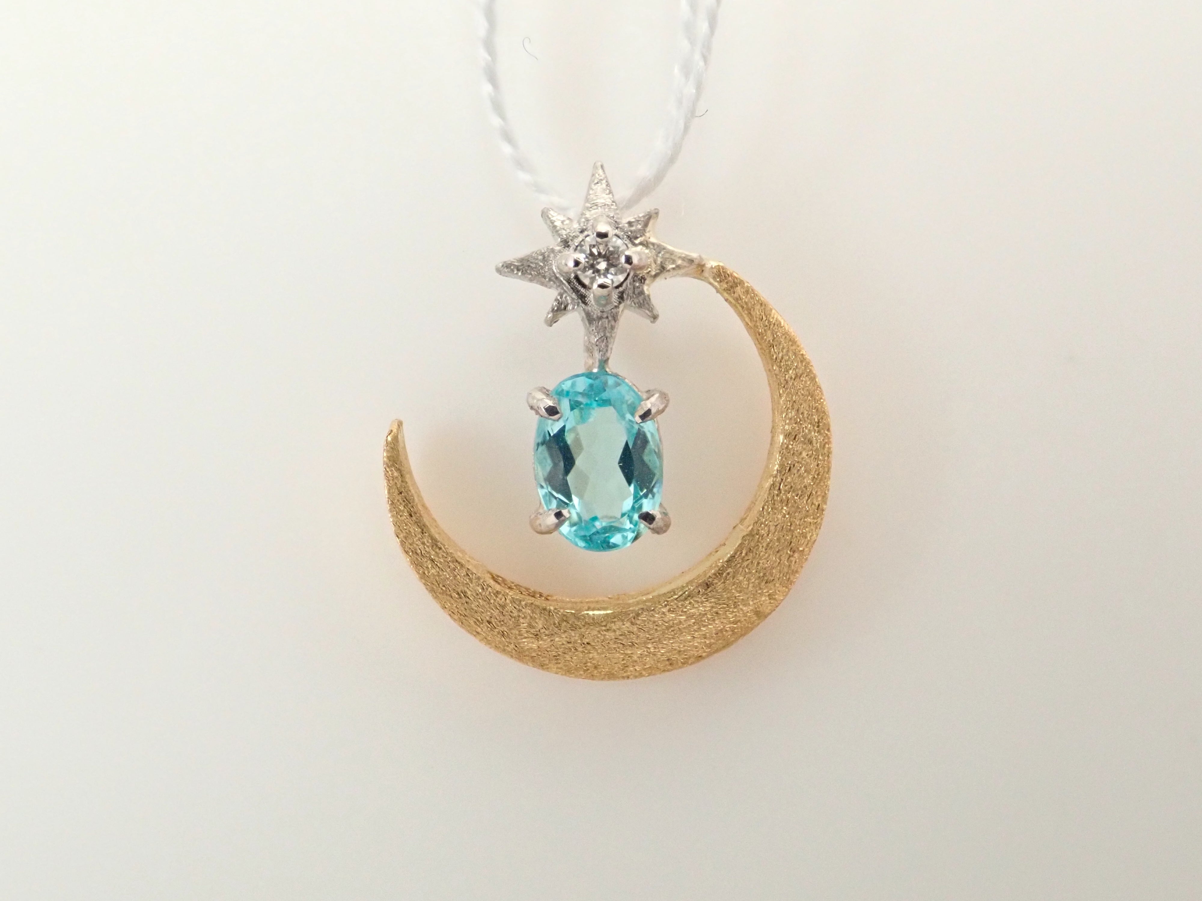 【1/12 22時販売】K18/Pt950 ブラジル産パライバトルマリン・ダイヤモンドペンダントトップ（ネックレストップ）