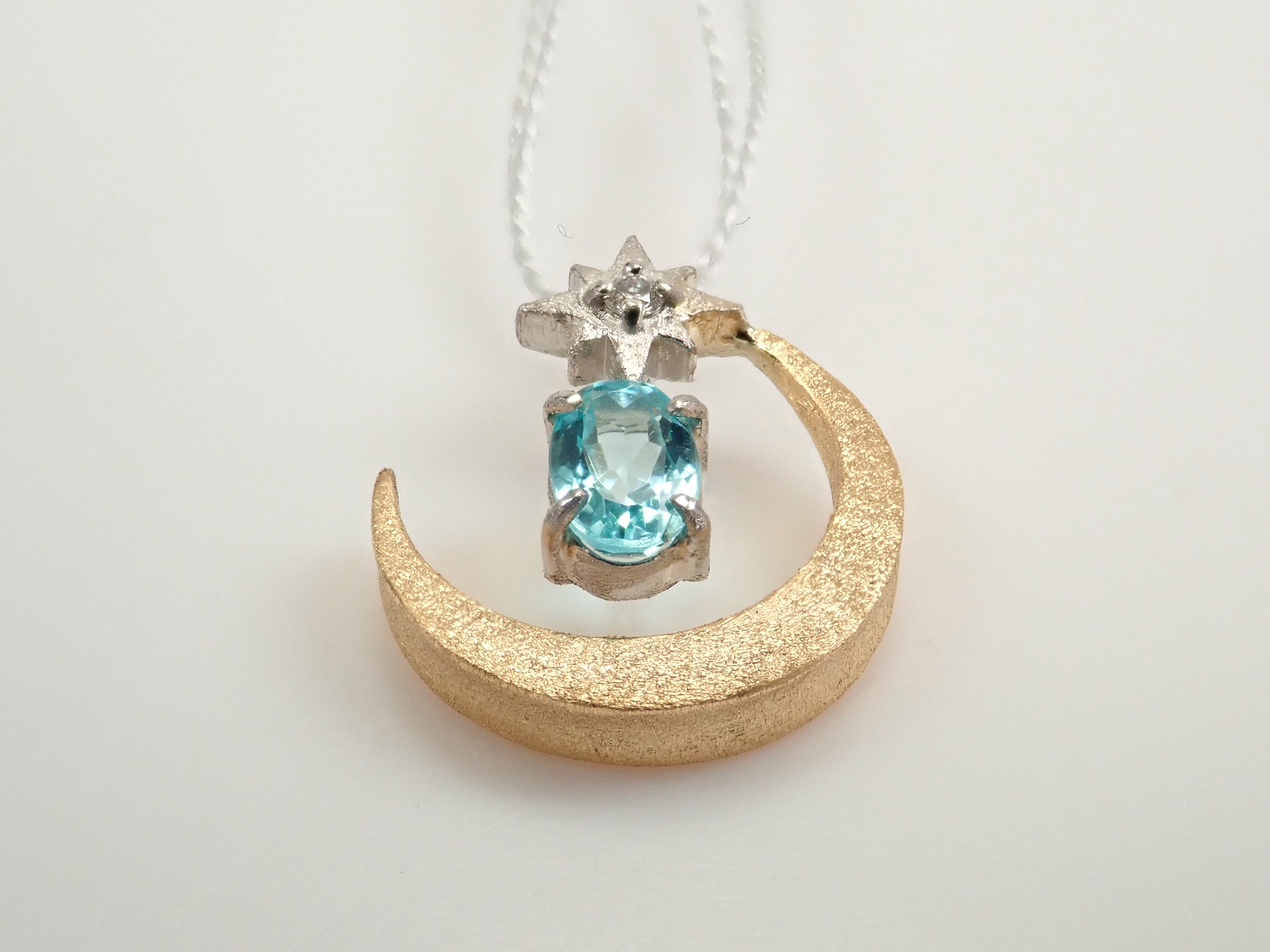 【1/12 22時販売】K18/Pt950 ブラジル産パライバトルマリン・ダイヤモンドペンダントトップ（ネックレストップ）