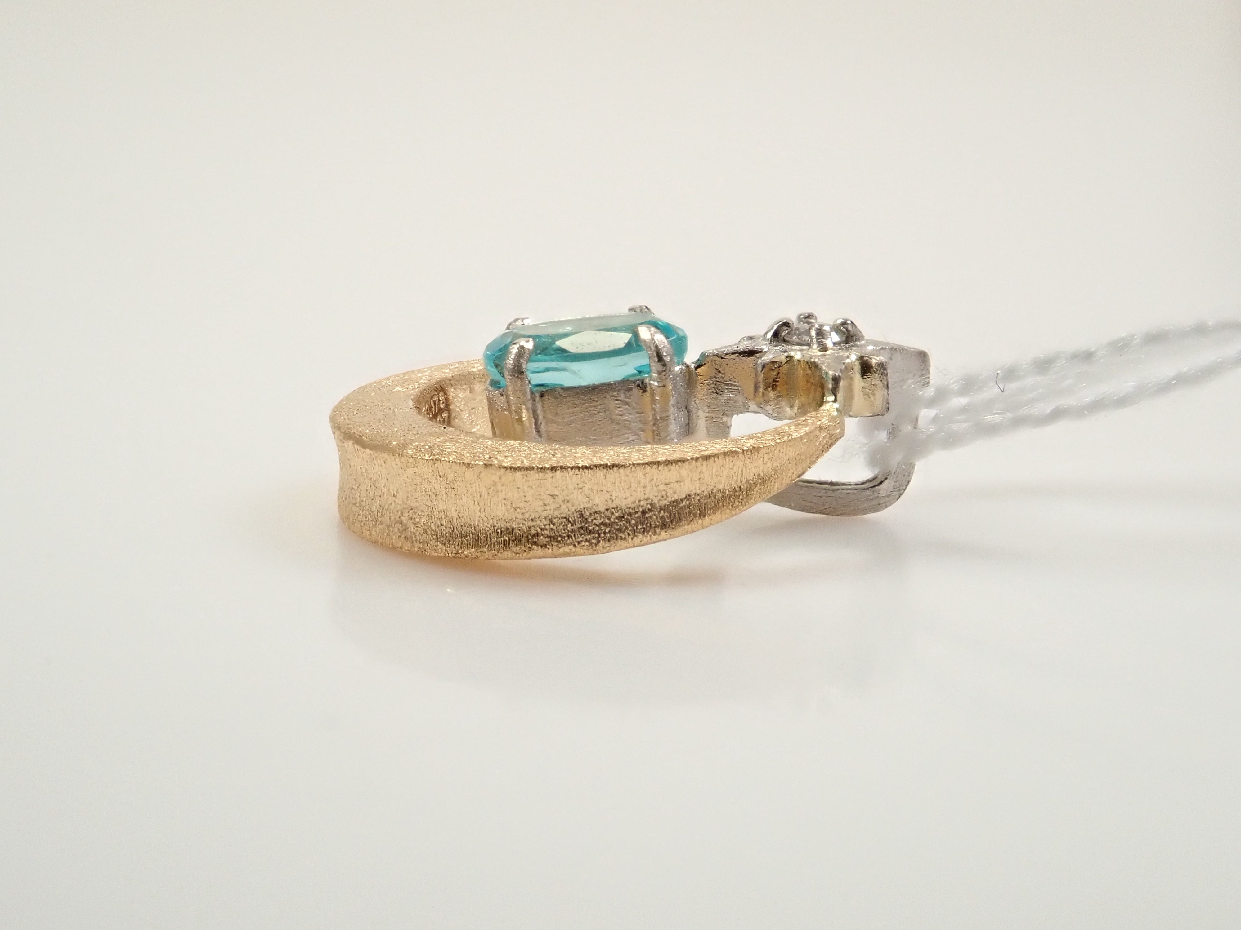 【1/12 22時販売】K18/Pt950 ブラジル産パライバトルマリン・ダイヤモンドペンダントトップ（ネックレストップ）