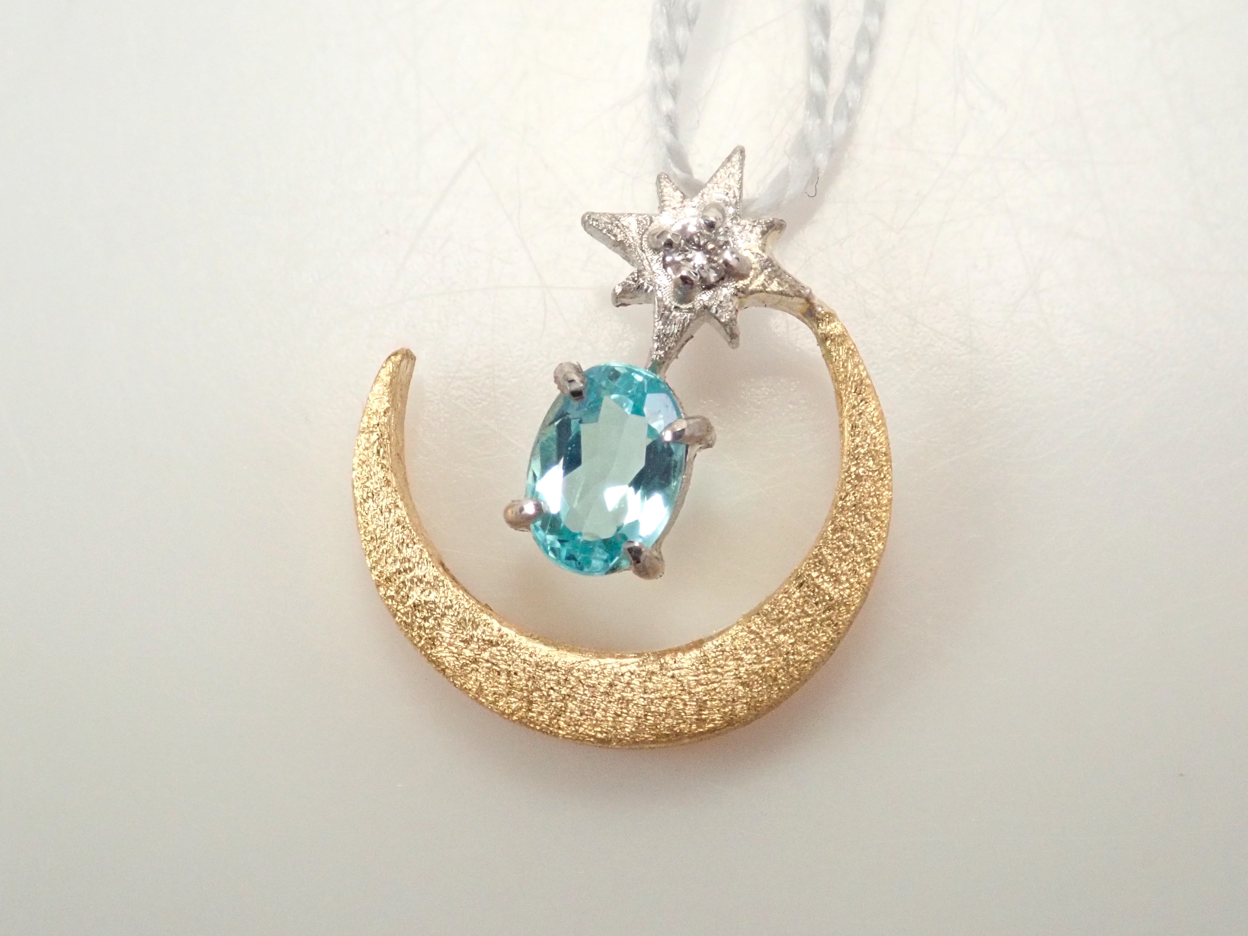 【1/12 22時販売】K18/Pt950 ブラジル産パライバトルマリン・ダイヤモンドペンダントトップ（ネックレストップ）