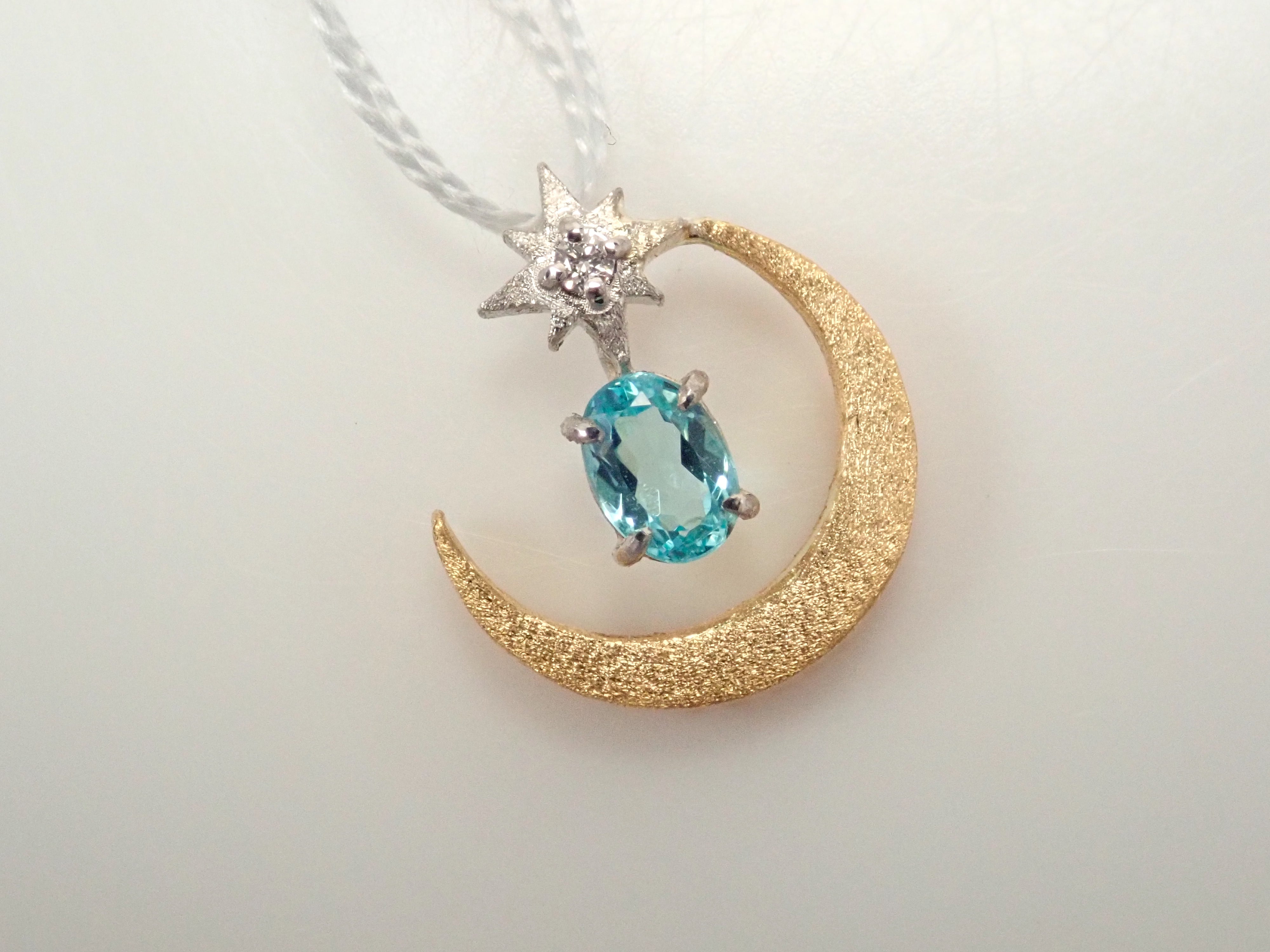 【1/12 22時販売】K18/Pt950 ブラジル産パライバトルマリン・ダイヤモンドペンダントトップ（ネックレストップ）