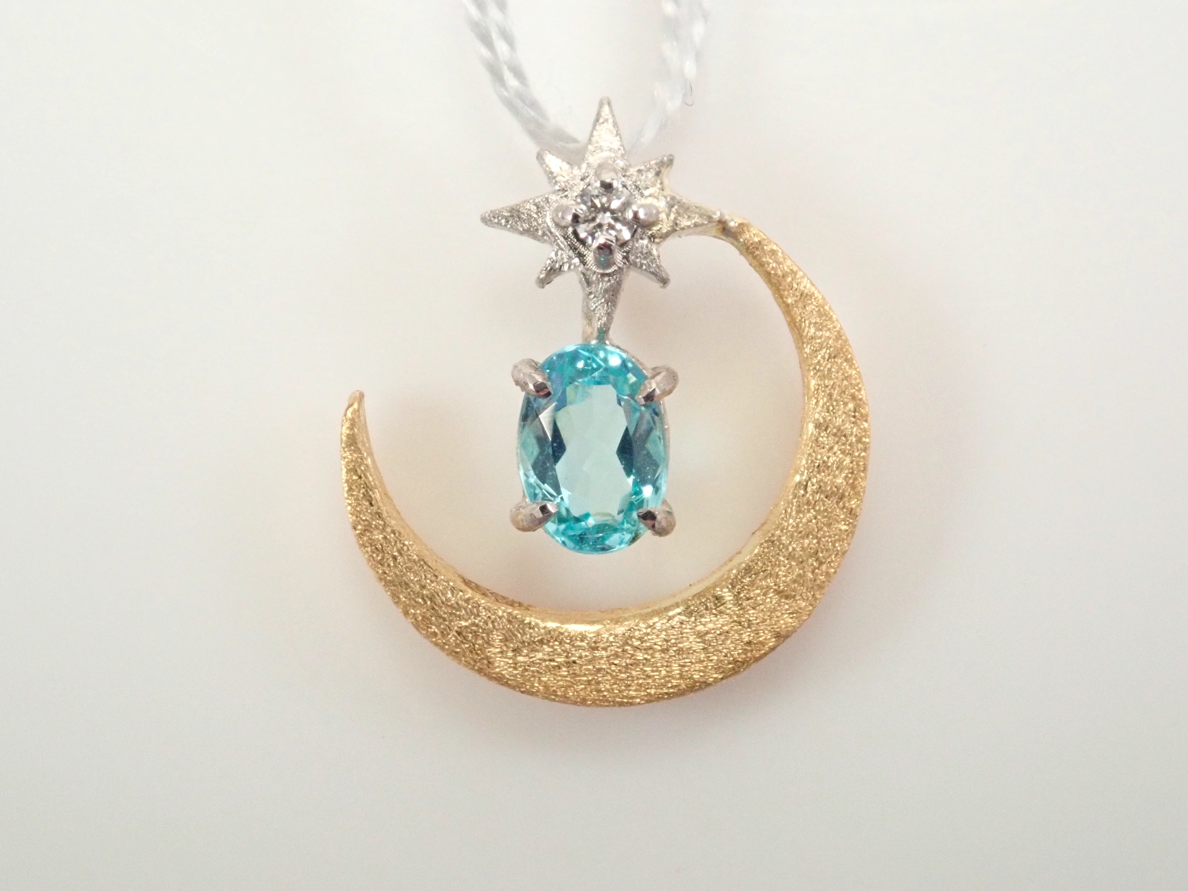 【1/12 22時販売】K18/Pt950 ブラジル産パライバトルマリン・ダイヤモンドペンダントトップ（ネックレストップ）