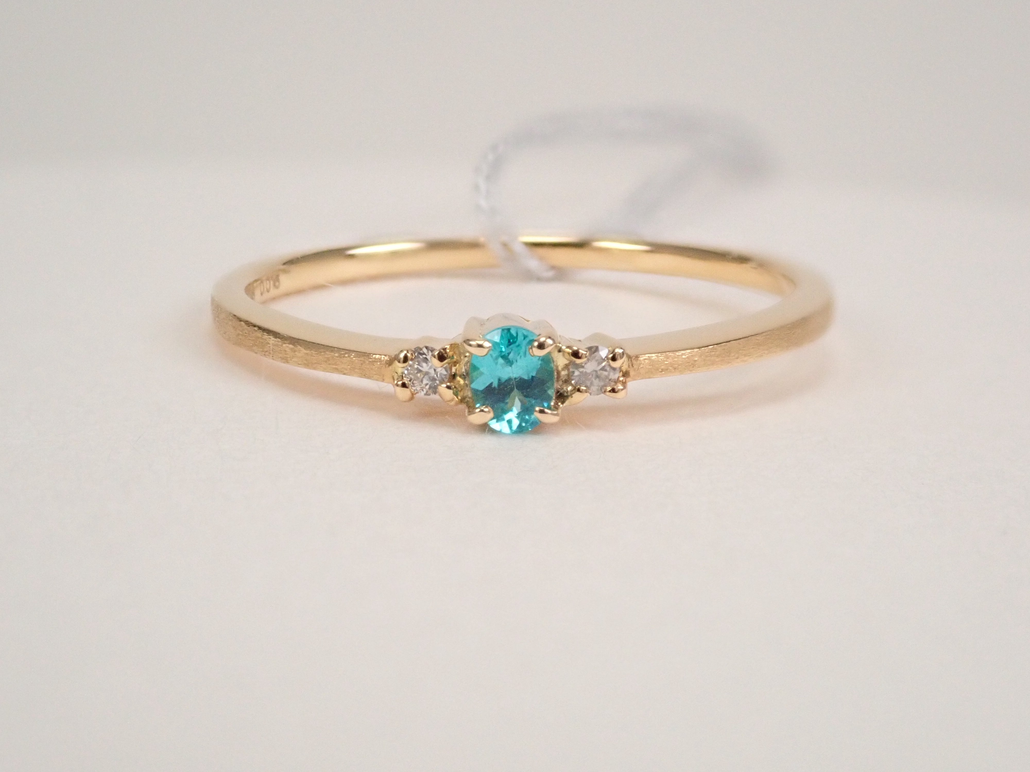 【1/12 22時販売】K18YGブラジル産パライバトルマリン 0.048ctダイヤモンドピンキーリング（CuO:1.7%,MnO:2.2% ）