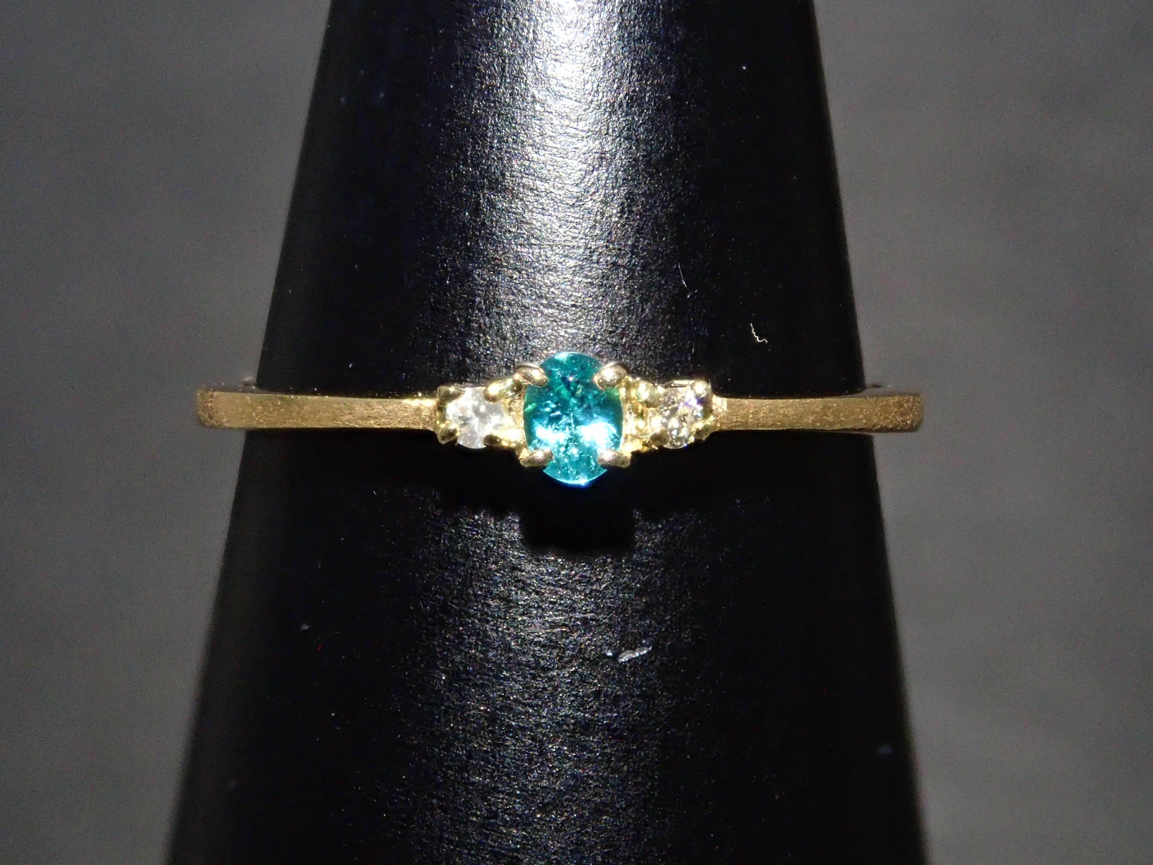 【1/12 22時販売】K18YGブラジル産パライバトルマリン 0.048ctダイヤモンドピンキーリング（CuO:1.7%,MnO:2.2% ）