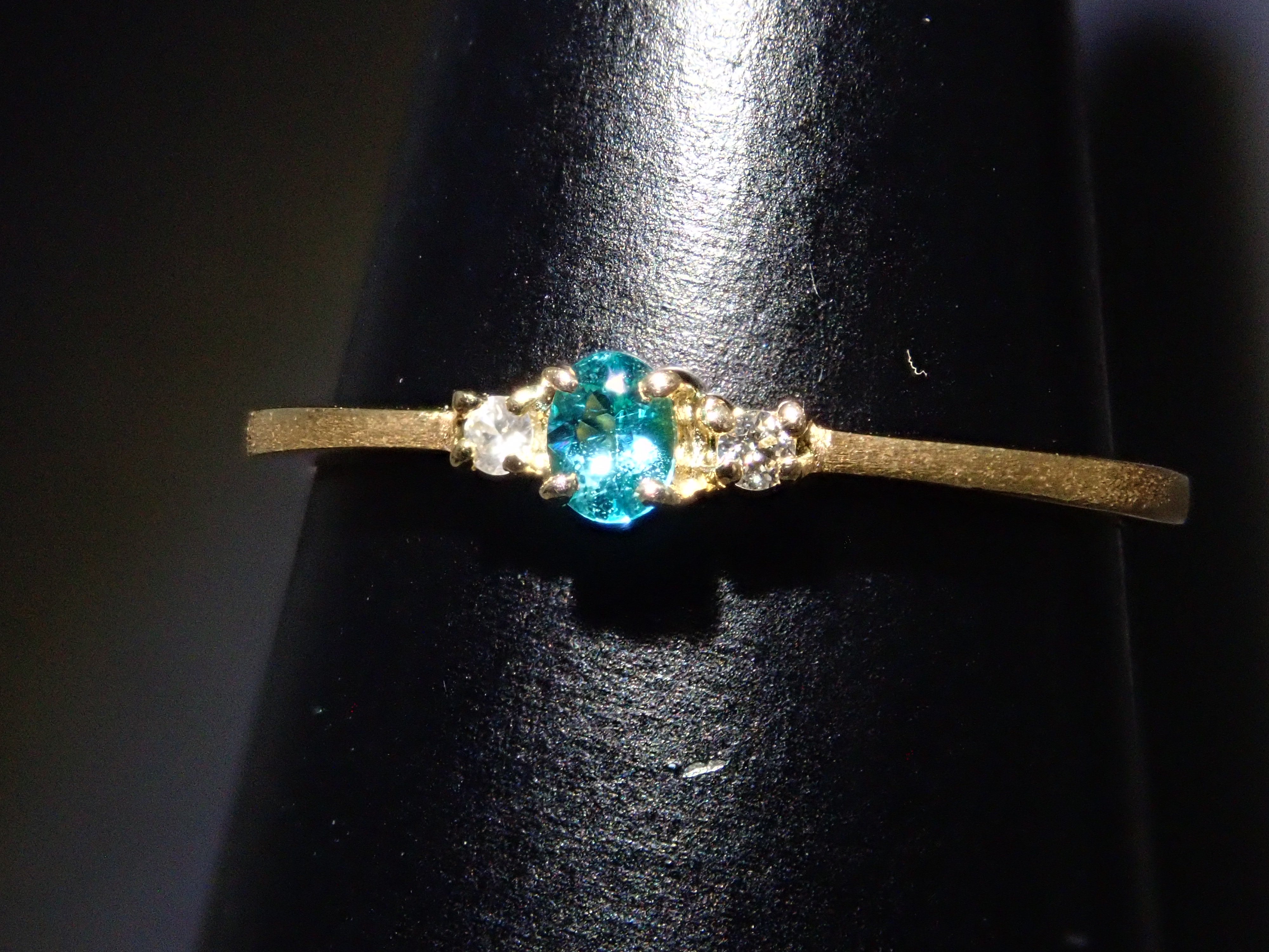 【1/12 22時販売】K18YGブラジル産パライバトルマリン 0.048ctダイヤモンドピンキーリング（CuO:1.7%,MnO:2.2% ）