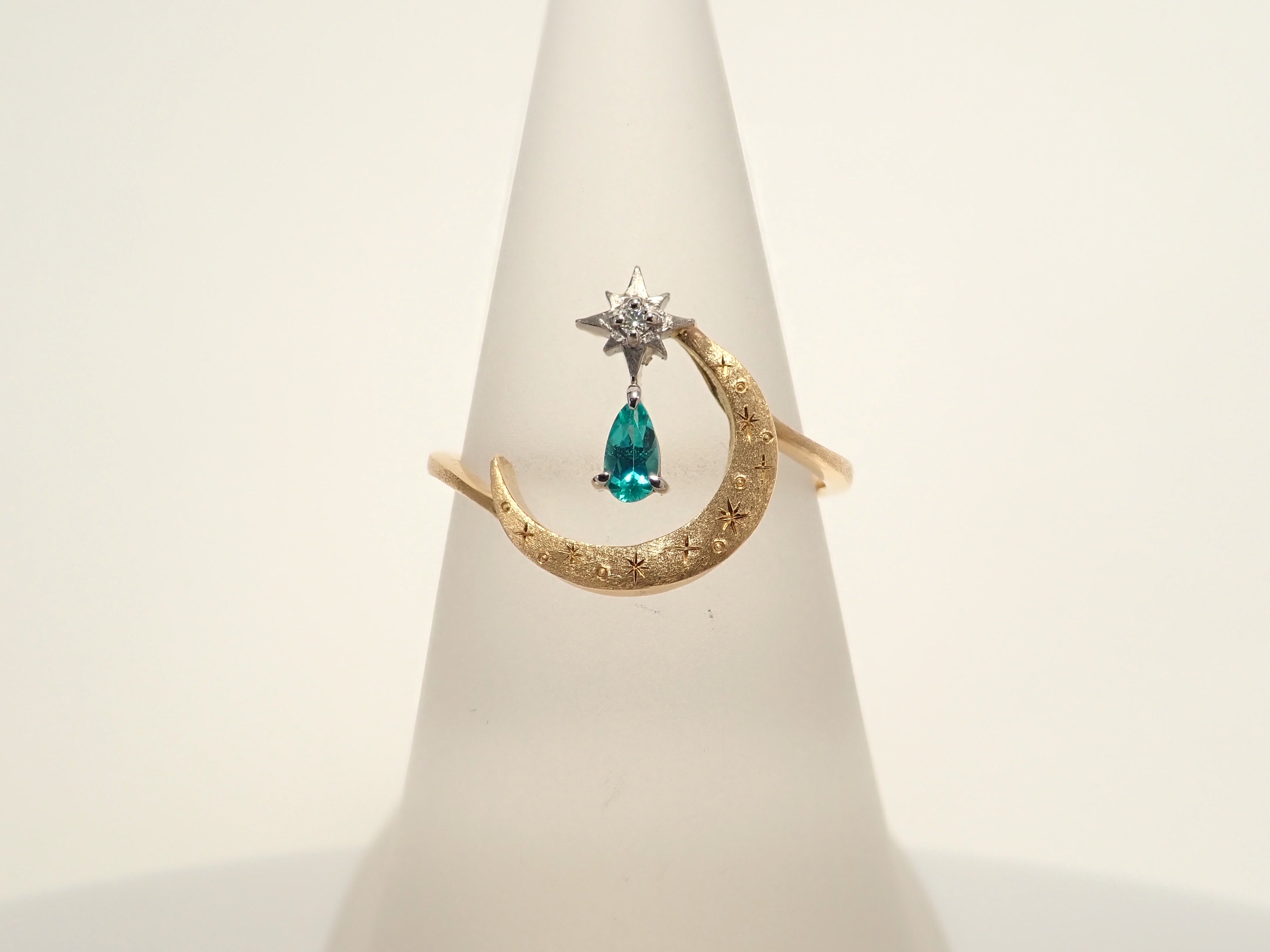 【1/12 22時販売】K18/Pt950 ブラジル産パライバトルマリン 0.071ct・ダイヤモンド リング（K18YG,CuO:1.9%,MnO:2.2%）