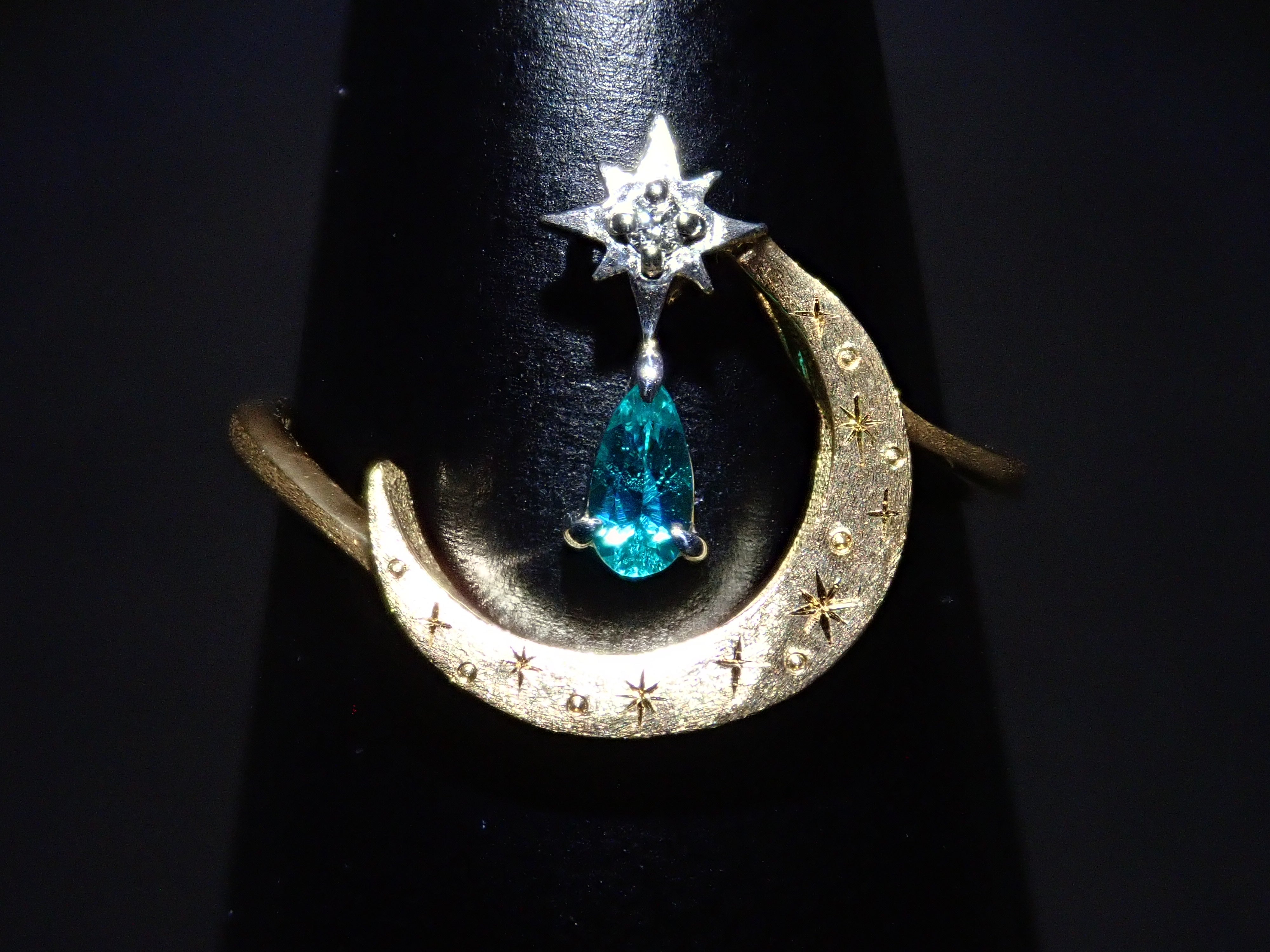 【1/12 22時販売】K18/Pt950 ブラジル産パライバトルマリン 0.071ct・ダイヤモンド リング（K18YG,CuO:1.9%,MnO:2.2%）