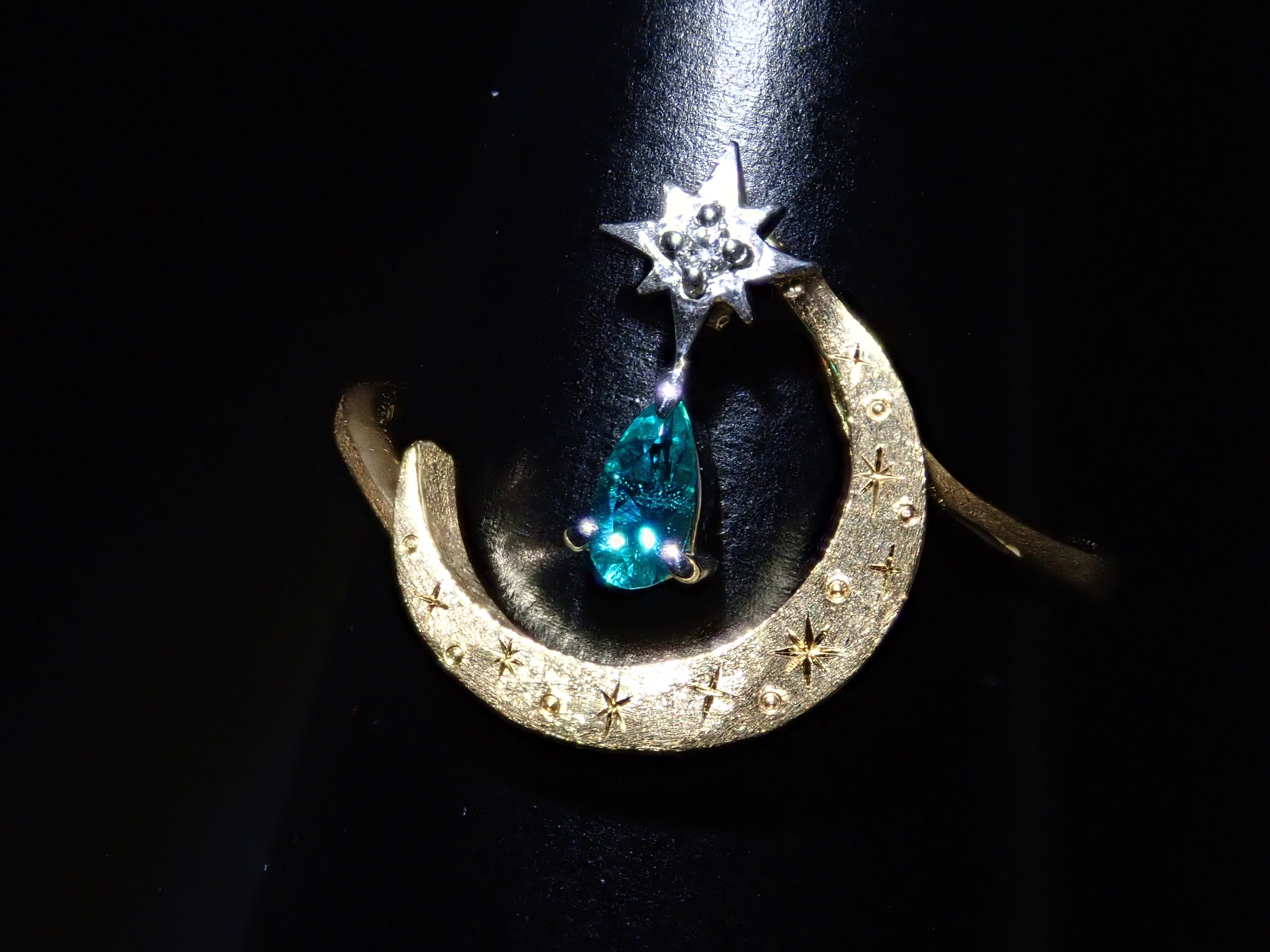 【1/12 22時販売】K18/Pt950 ブラジル産パライバトルマリン 0.071ct・ダイヤモンド リング（K18YG,CuO:1.9%,MnO:2.2%）