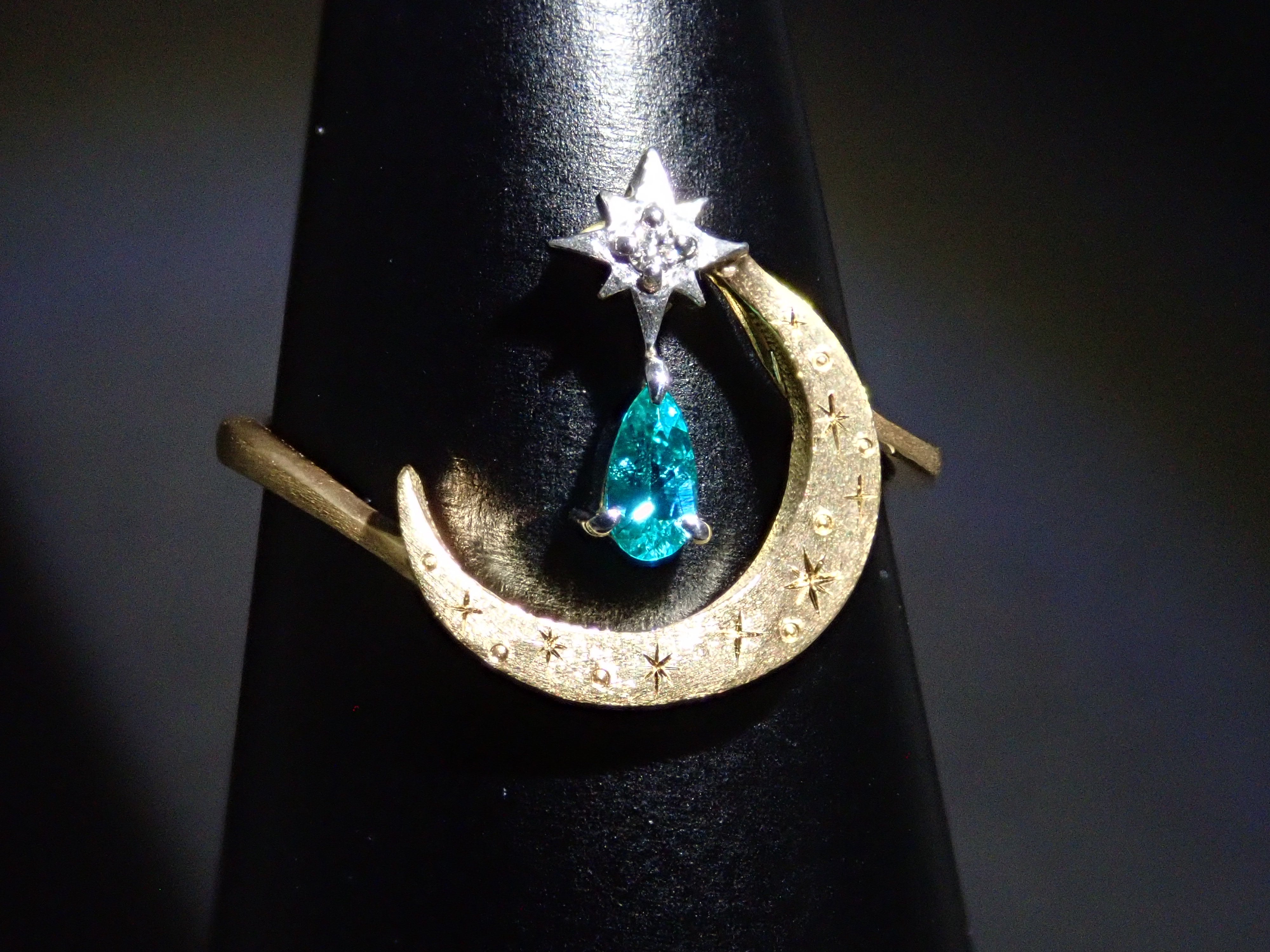 【1/12 22時販売】K18/Pt950 ブラジル産パライバトルマリン 0.071ct・ダイヤモンド リング（K18YG,CuO:1.9%,MnO:2.2%）