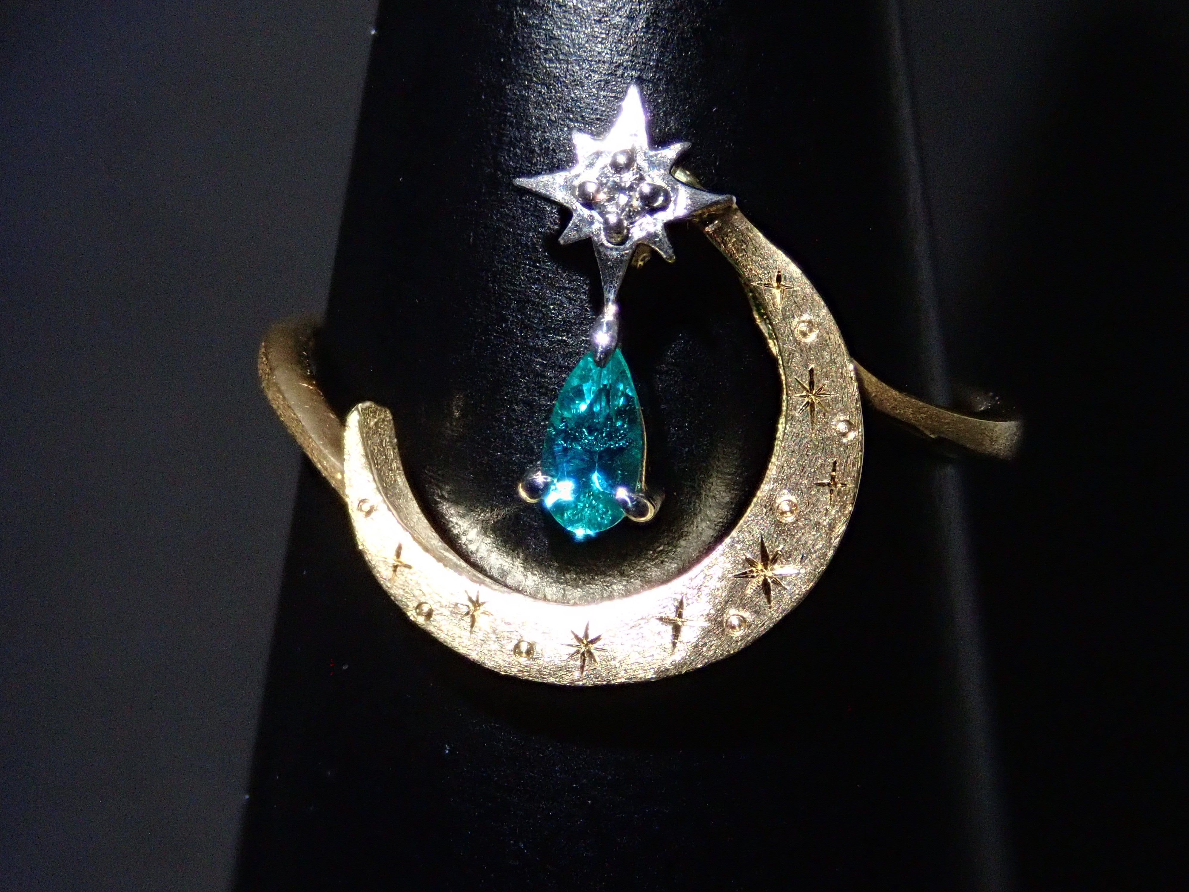 【1/12 22時販売】K18/Pt950 ブラジル産パライバトルマリン 0.071ct・ダイヤモンド リング（K18YG,CuO:1.9%,MnO:2.2%）