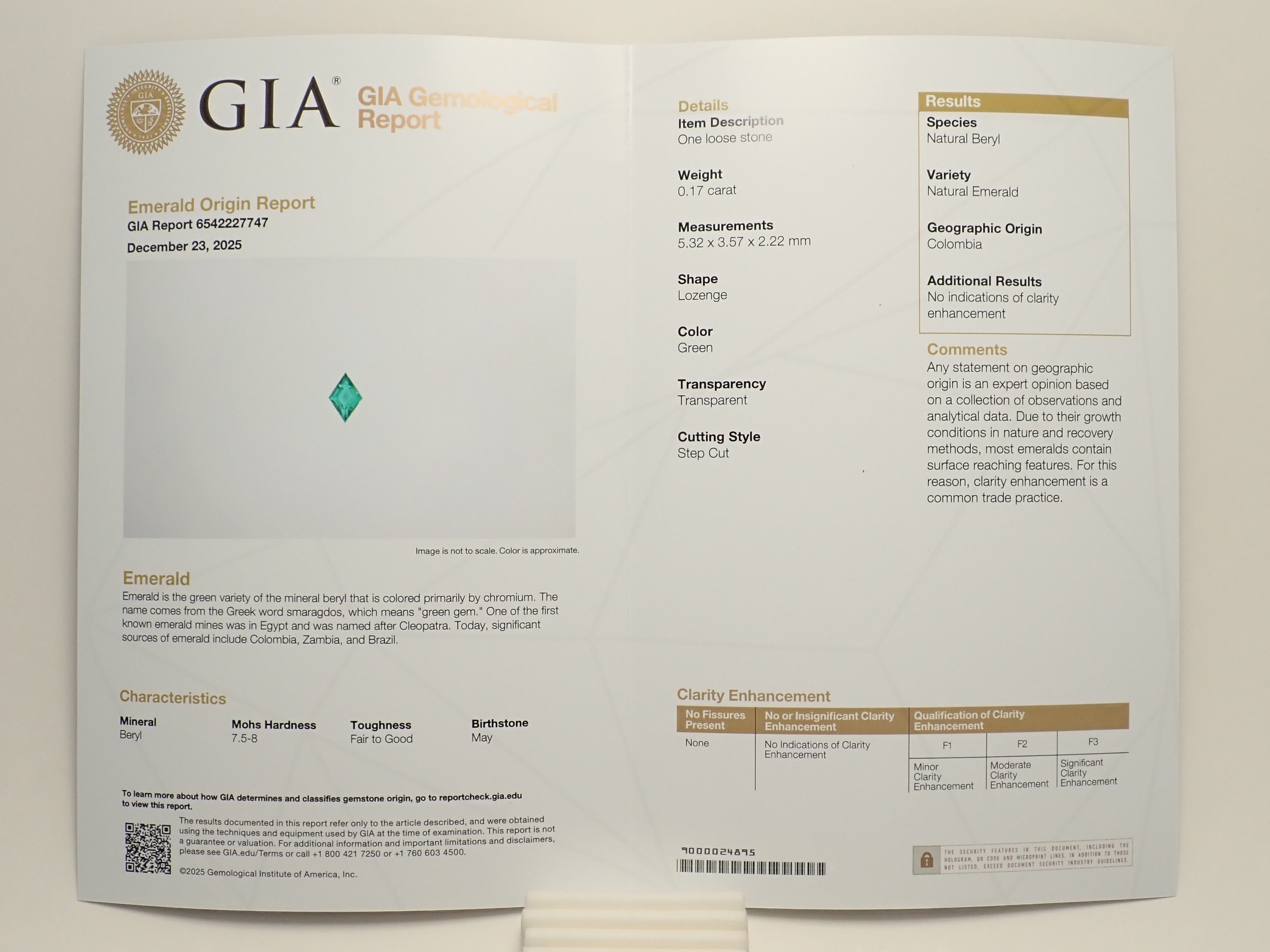 [Lottery Sale 0201_14] Colombian Oil-Free Emerald 0.190ct Loose GIA