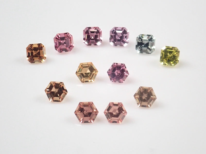 《限定12石》宝石ガチャ💎パパラチアサファイア2石含むサファイアガチャ（ヘキサゴナルカットorアッシャーカット,3.5-4.0mm,香港買付品）《複数購入割引有》
