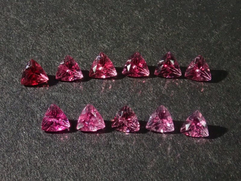 Limited to 11 stones: 1 loose pink spinel from Mahenge, Tanzania (trillion cut, 2.5mm) Discounts for multiple purchases