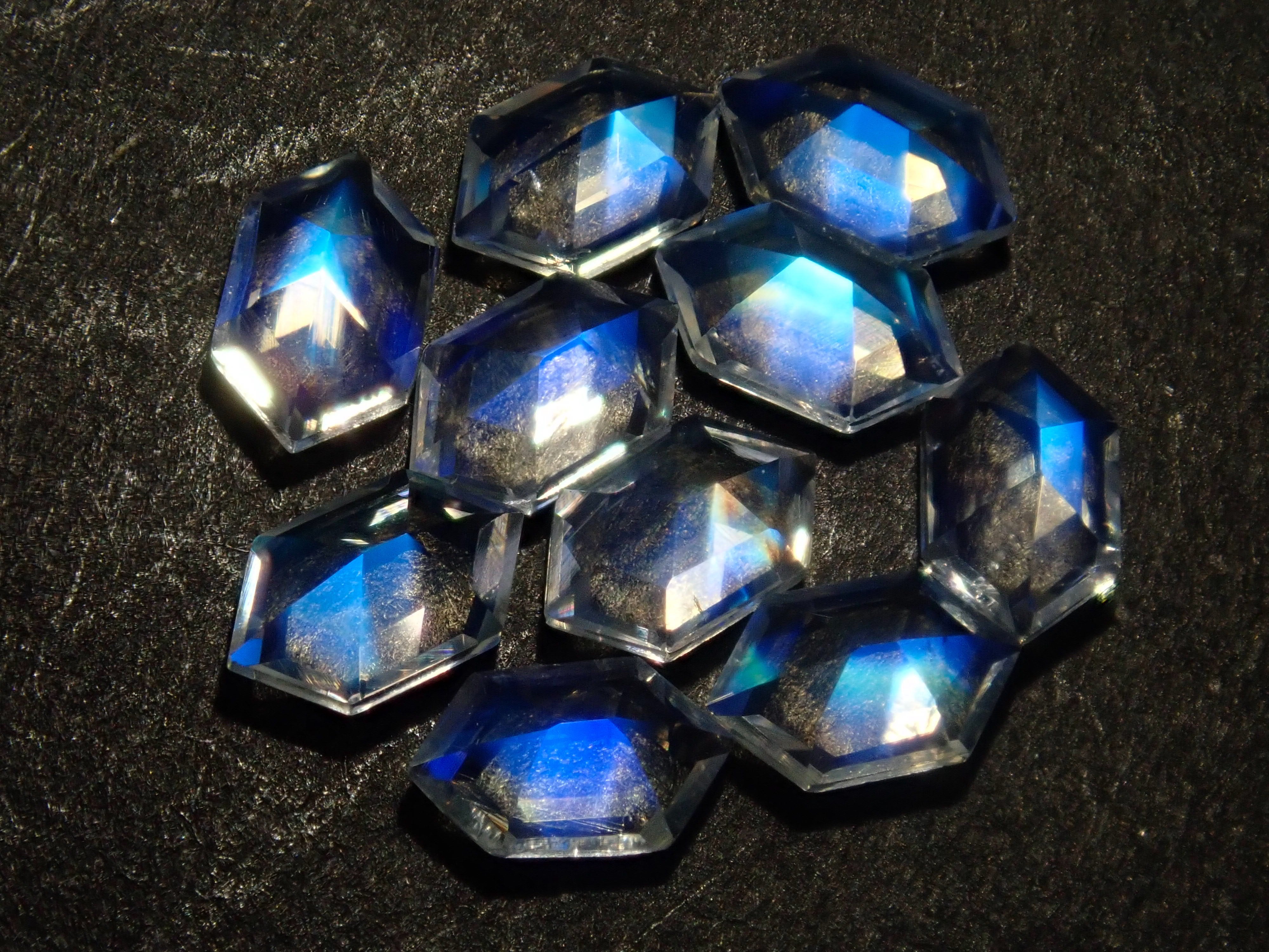 Indian Andesine Labradorite (hexagonal cut, 3 x 5mm) 1 stone (discount available for multiple purchases)