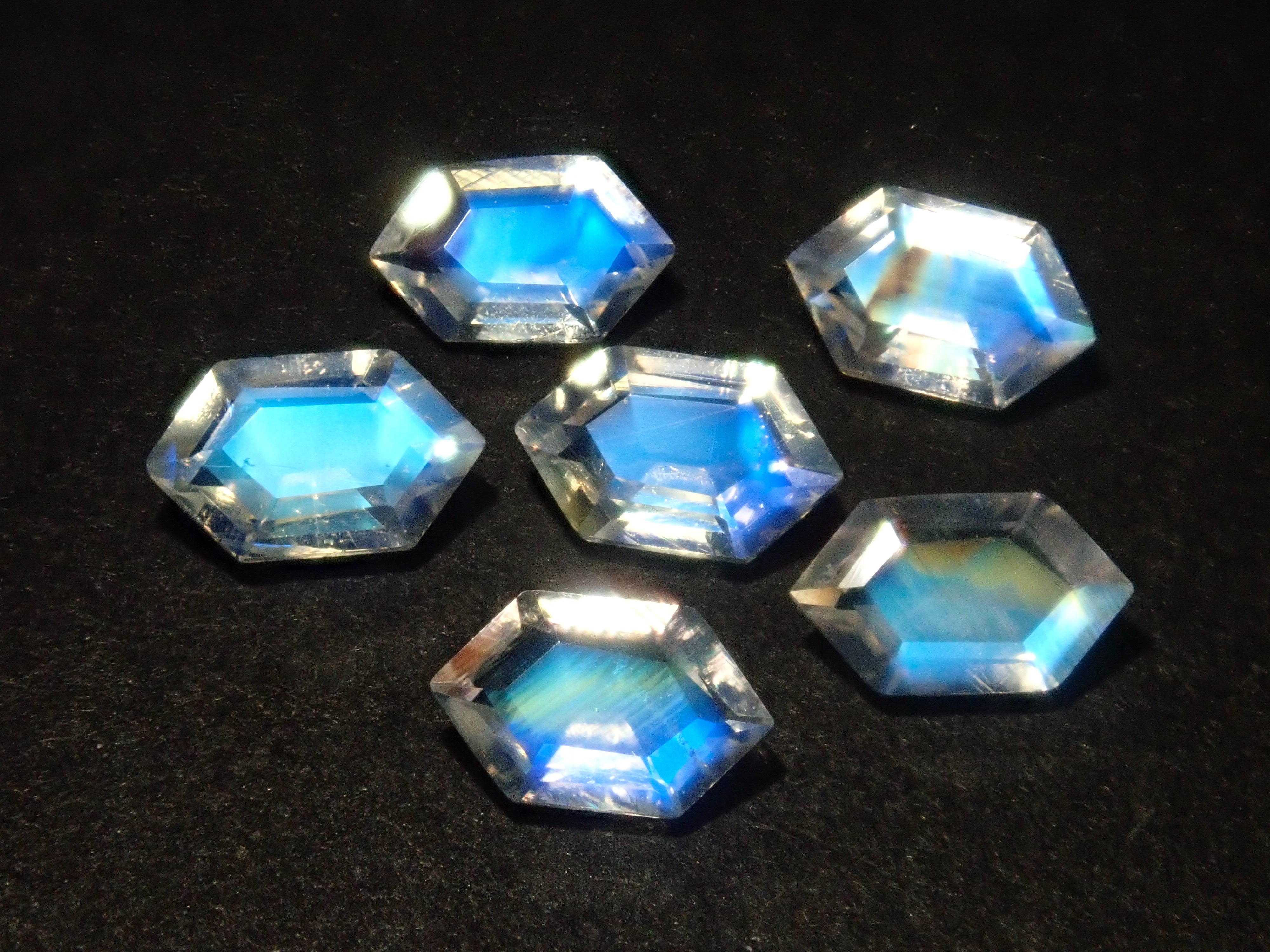 Indian Andesine Labradorite (hexagonal cut, 3 x 5mm) 1 stone (discount available for multiple purchases)