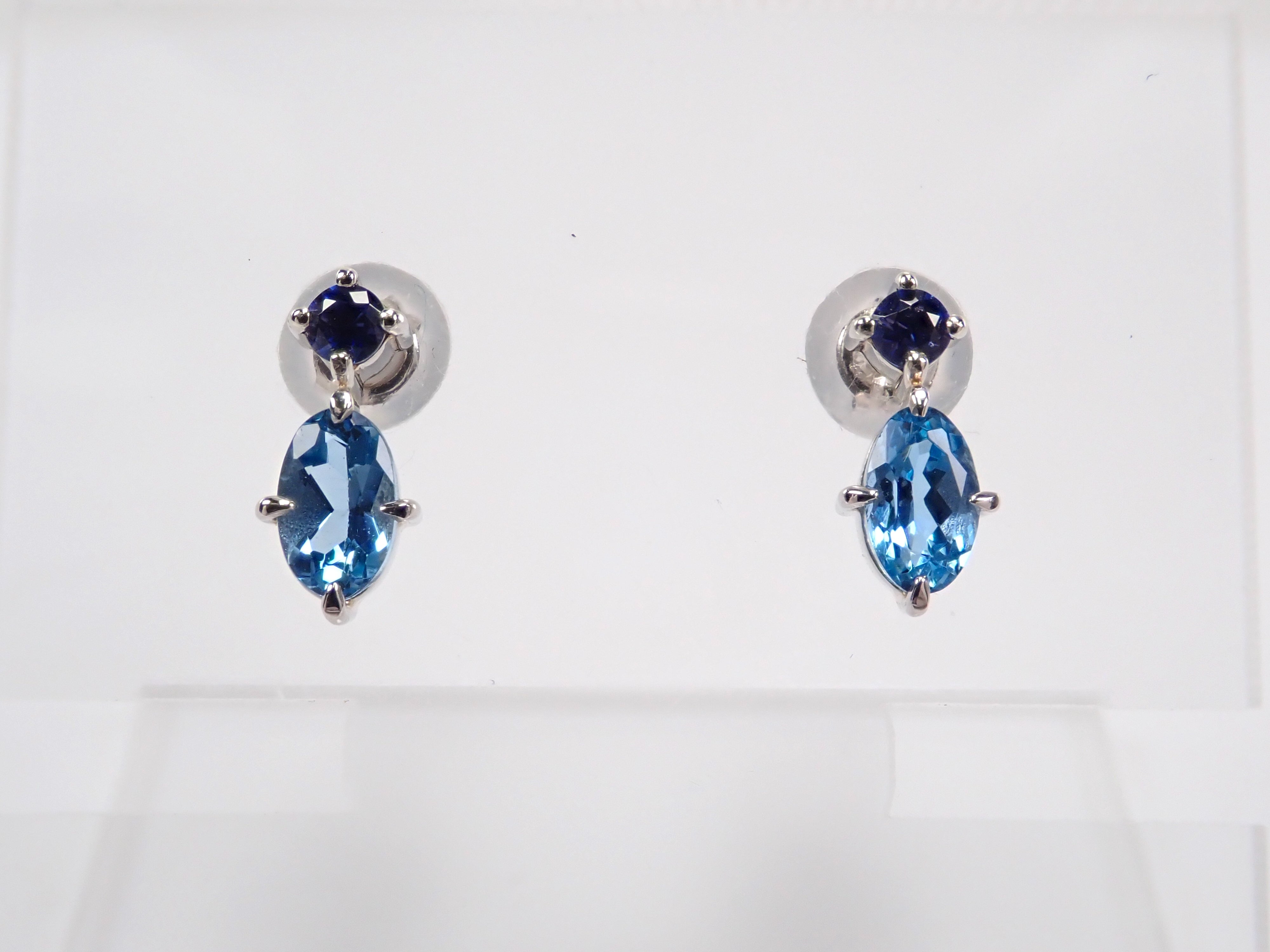 Pt950 Brazilian Santa Maria Aquamarine Benitoite Earrings