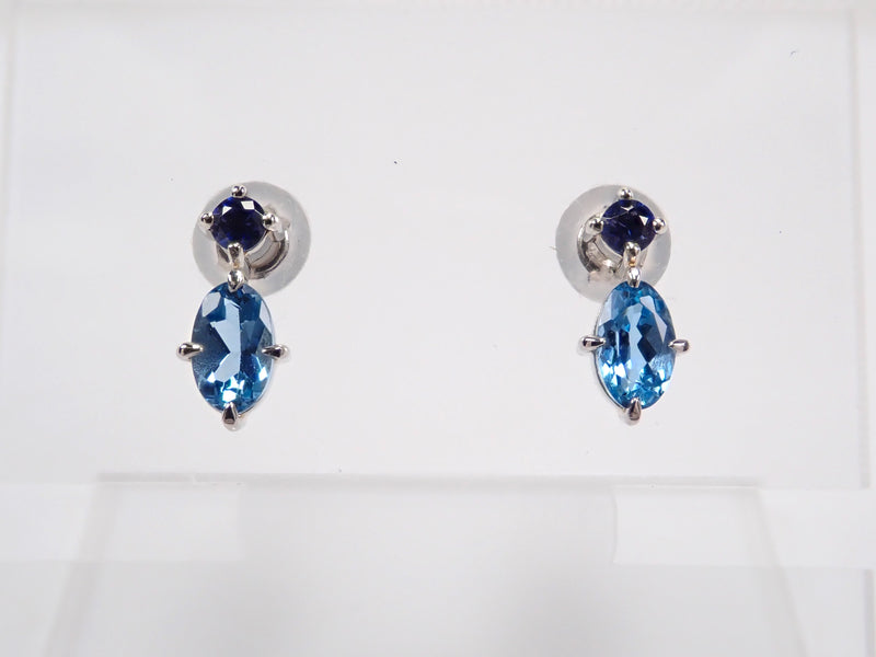 [On sale from 10pm on 4/6] Pt950 Brazilian Santa Maria Aquamarine and Benitoite Earrings