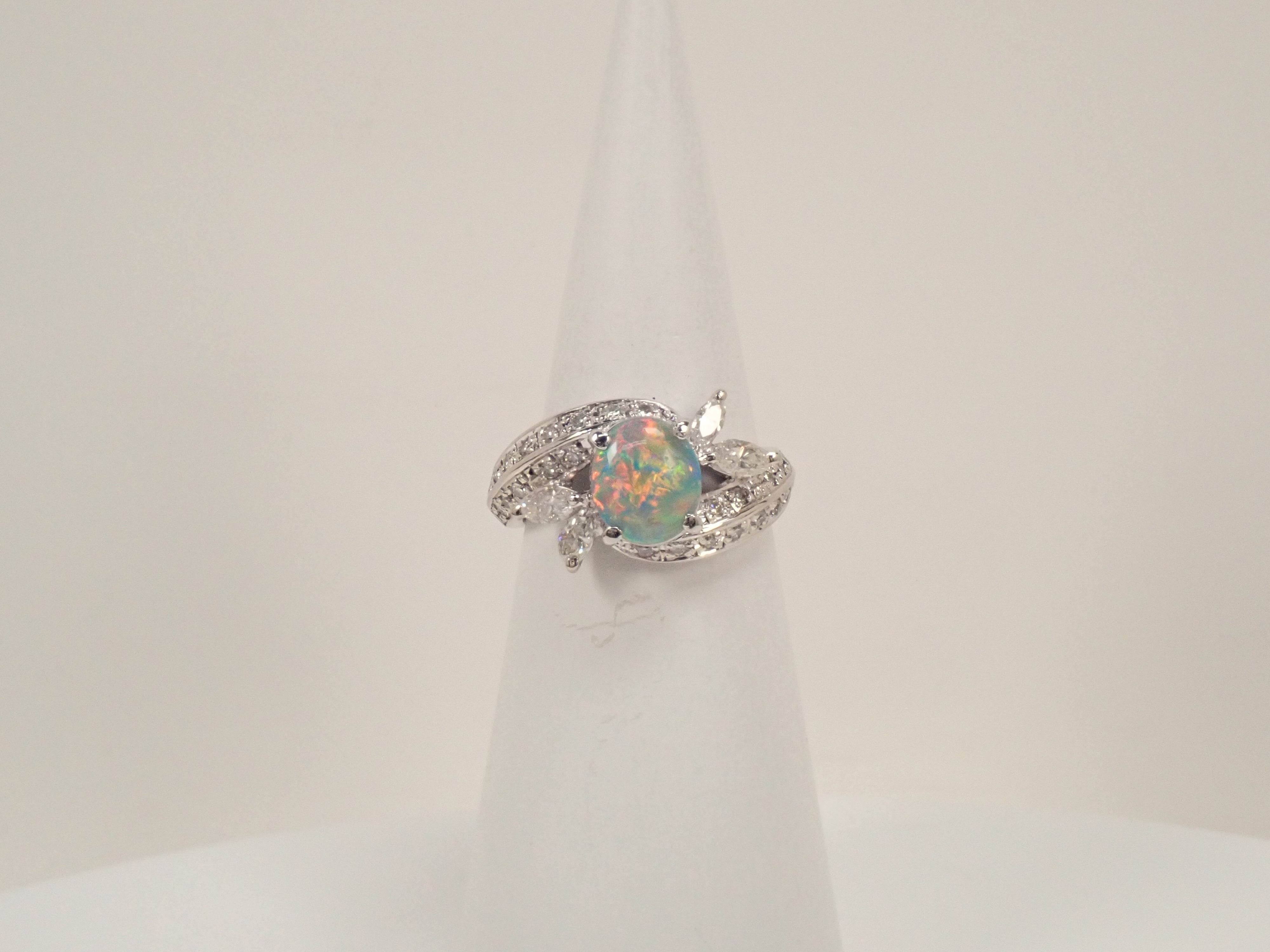 カラフリ】Pt900 ブラックオパール 1.24ct リング