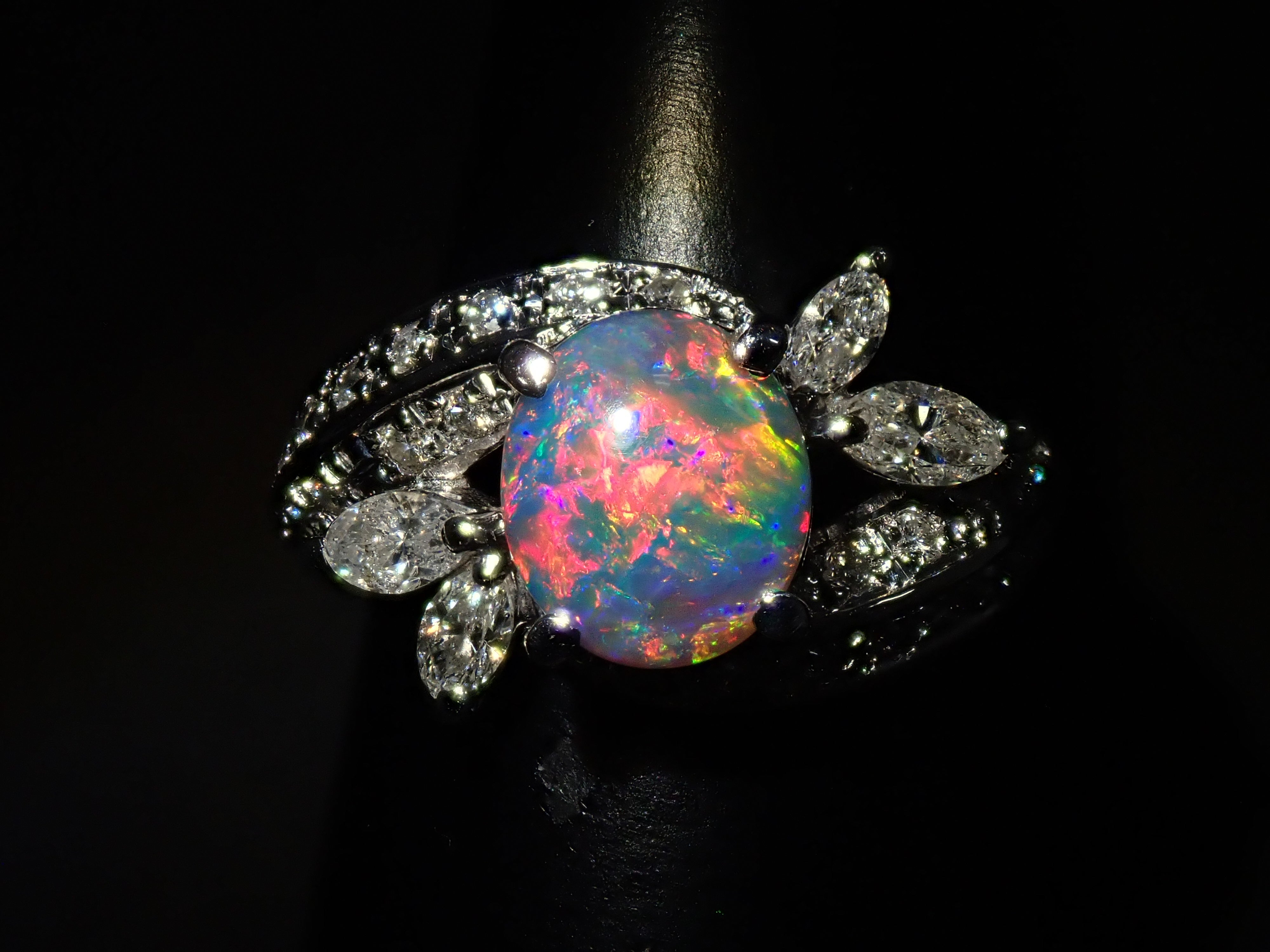 【22602547掲載】【カラフリ】Pt900 ブラックオパール 1.24ct リング