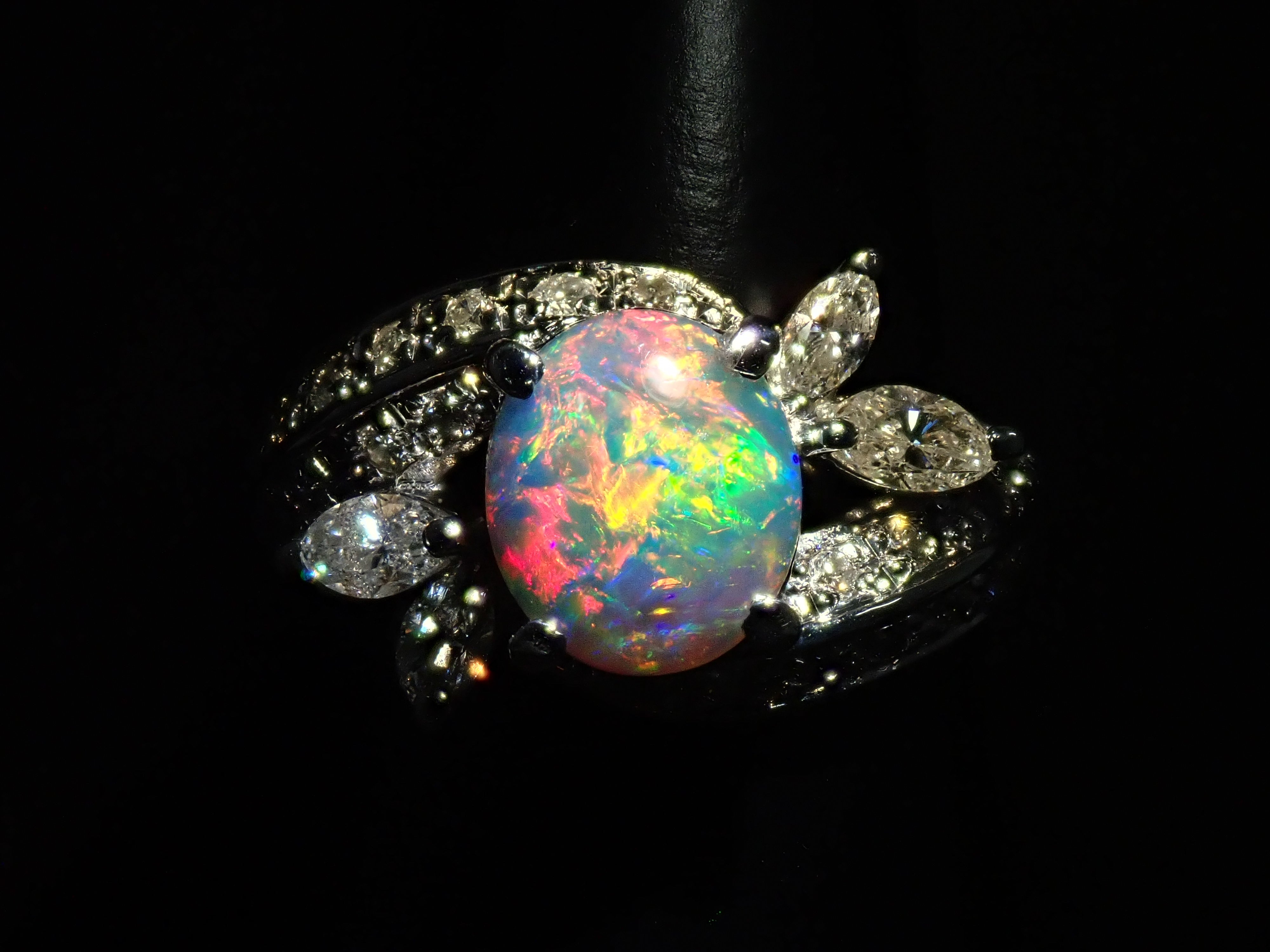 【22602547掲載】【カラフリ】Pt900 ブラックオパール 1.24ct リング