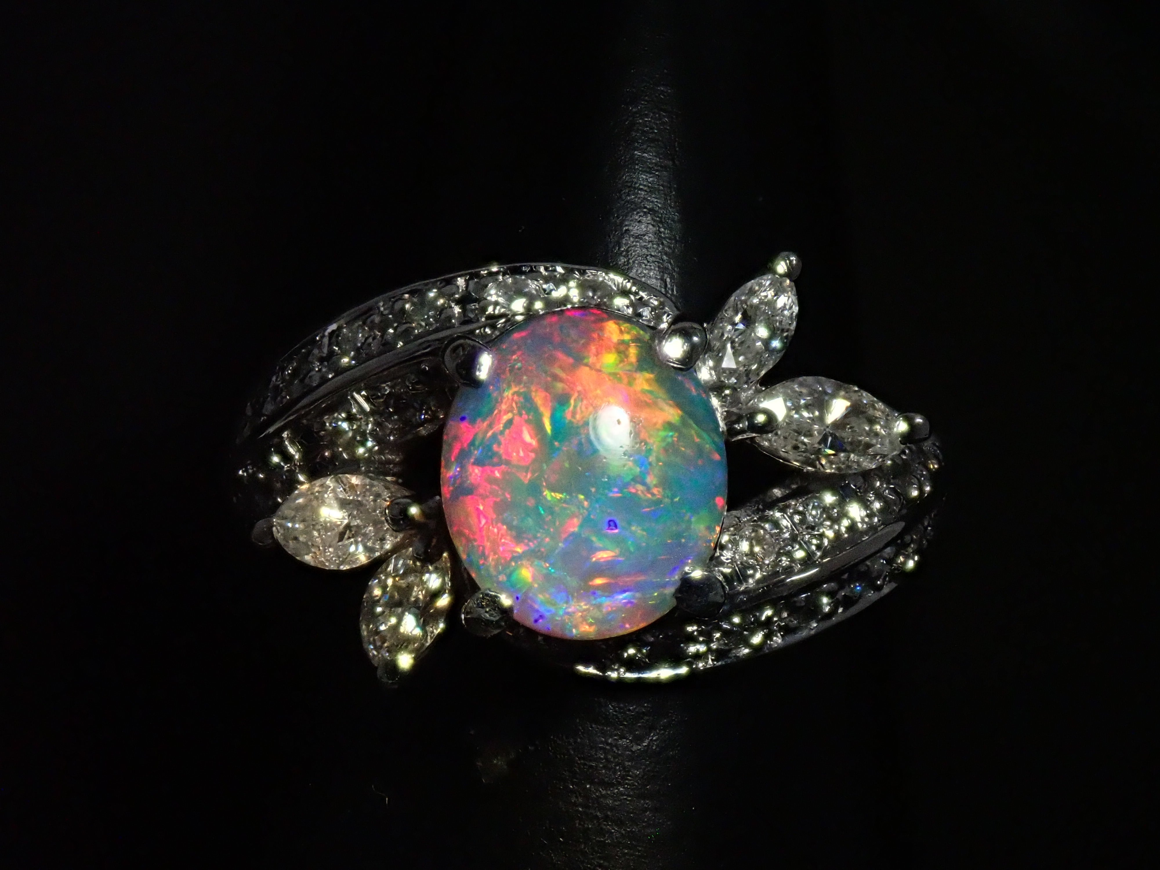 【22602547掲載】【カラフリ】Pt900 ブラックオパール 1.24ct リング