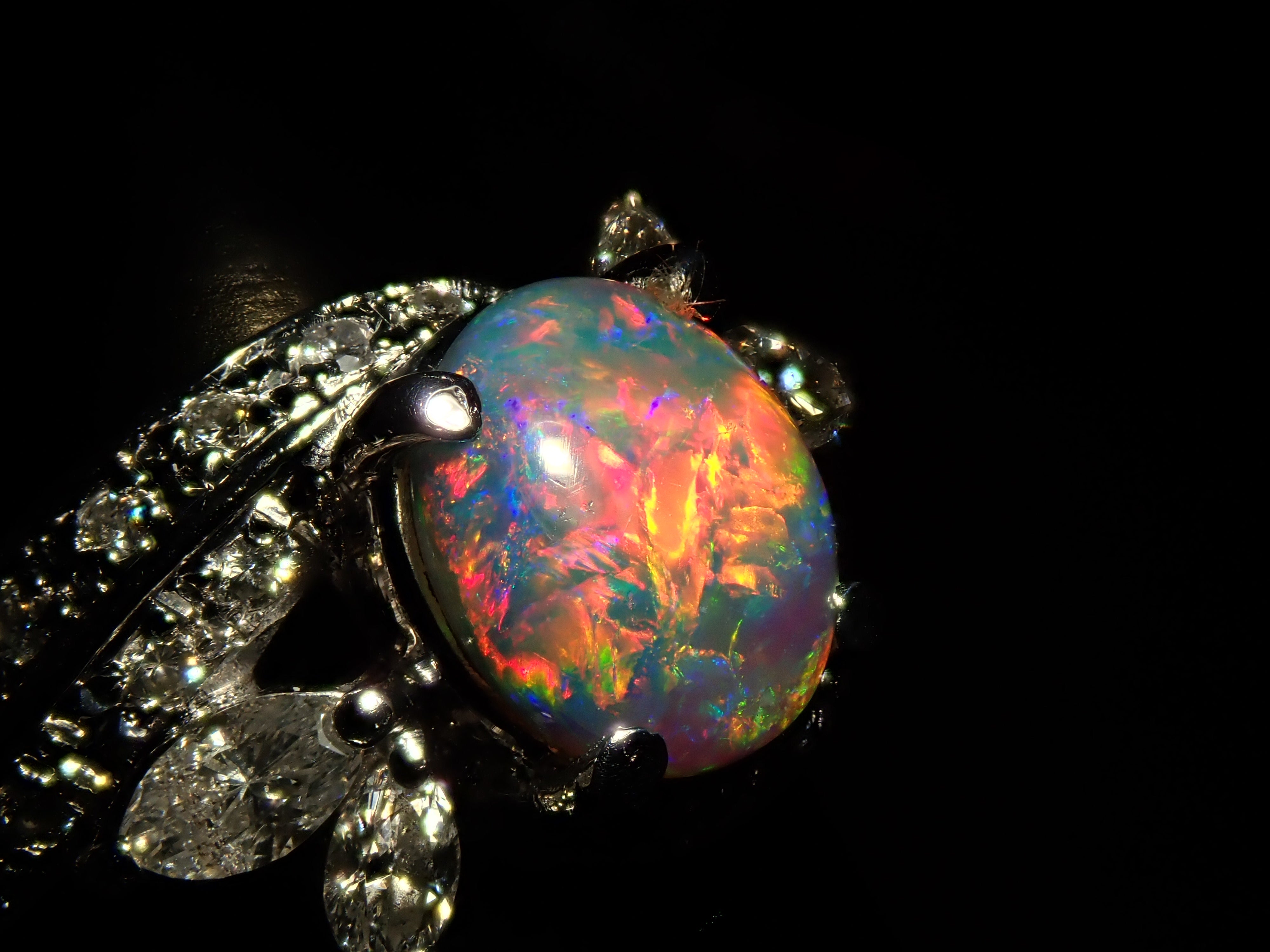 Pt900 ブラックオパール 1.24ct リング