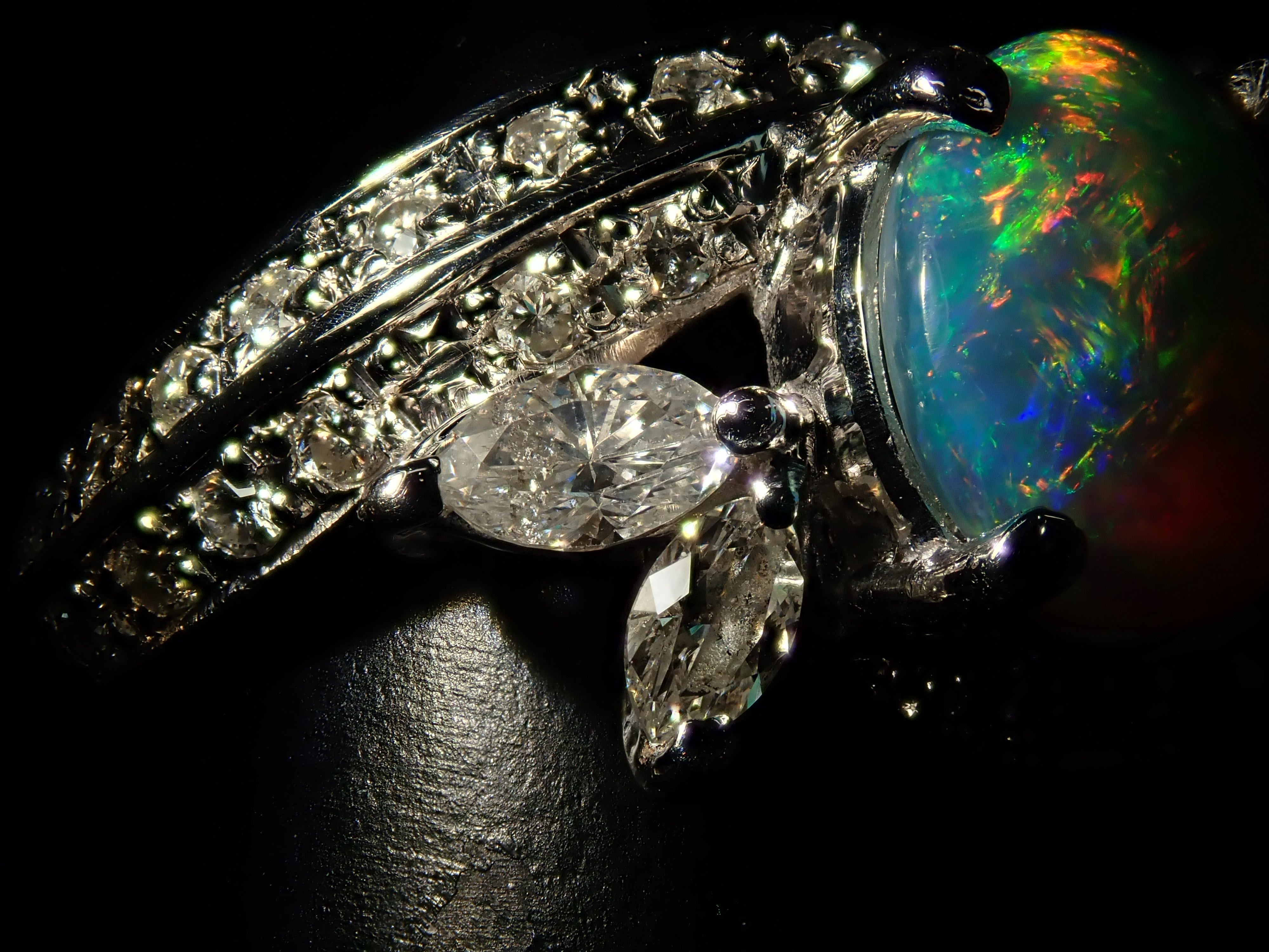 【22602547掲載】【カラフリ】Pt900 ブラックオパール 1.24ct リング