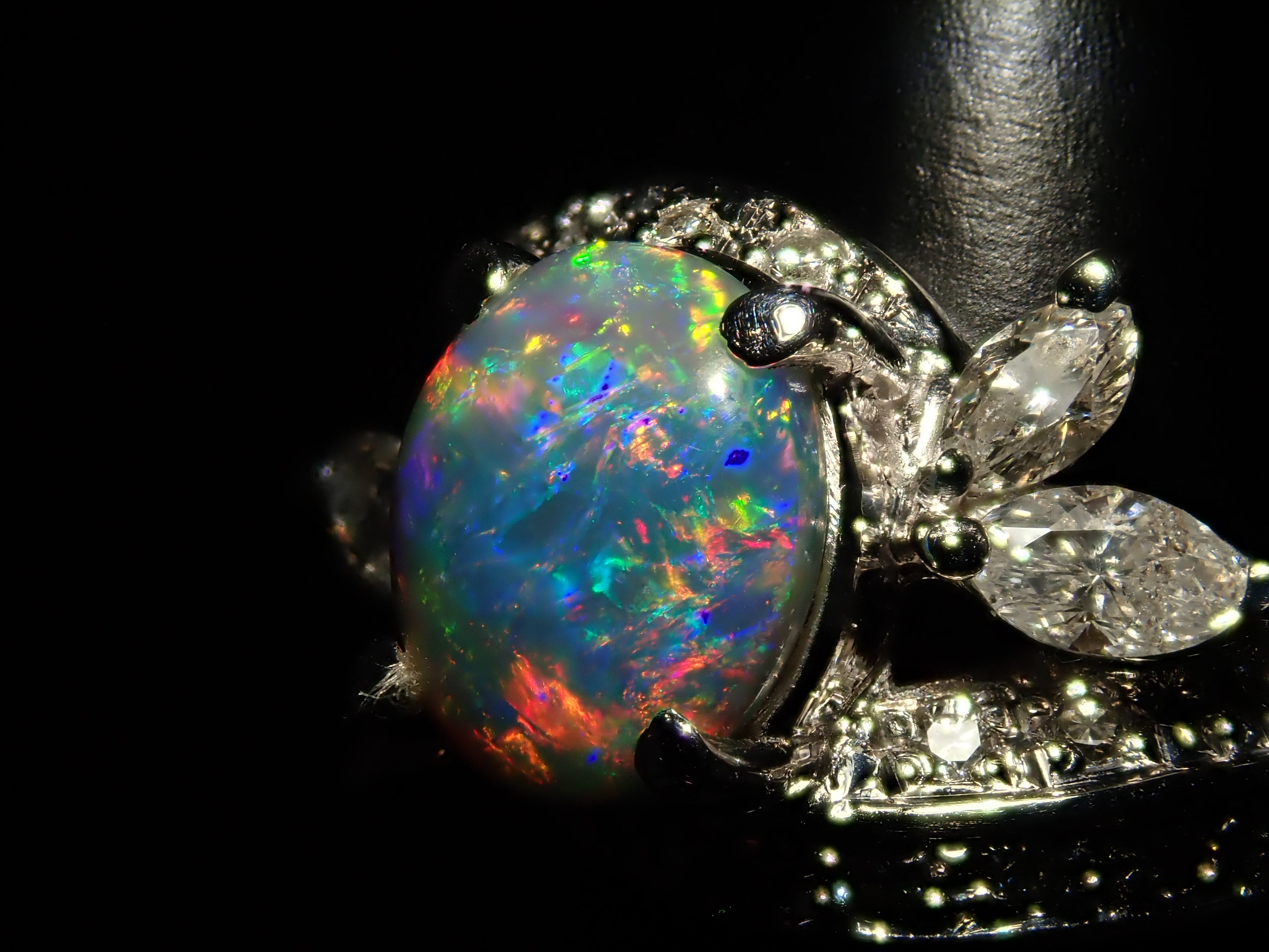 【22602547掲載】【カラフリ】Pt900 ブラックオパール 1.24ct リング