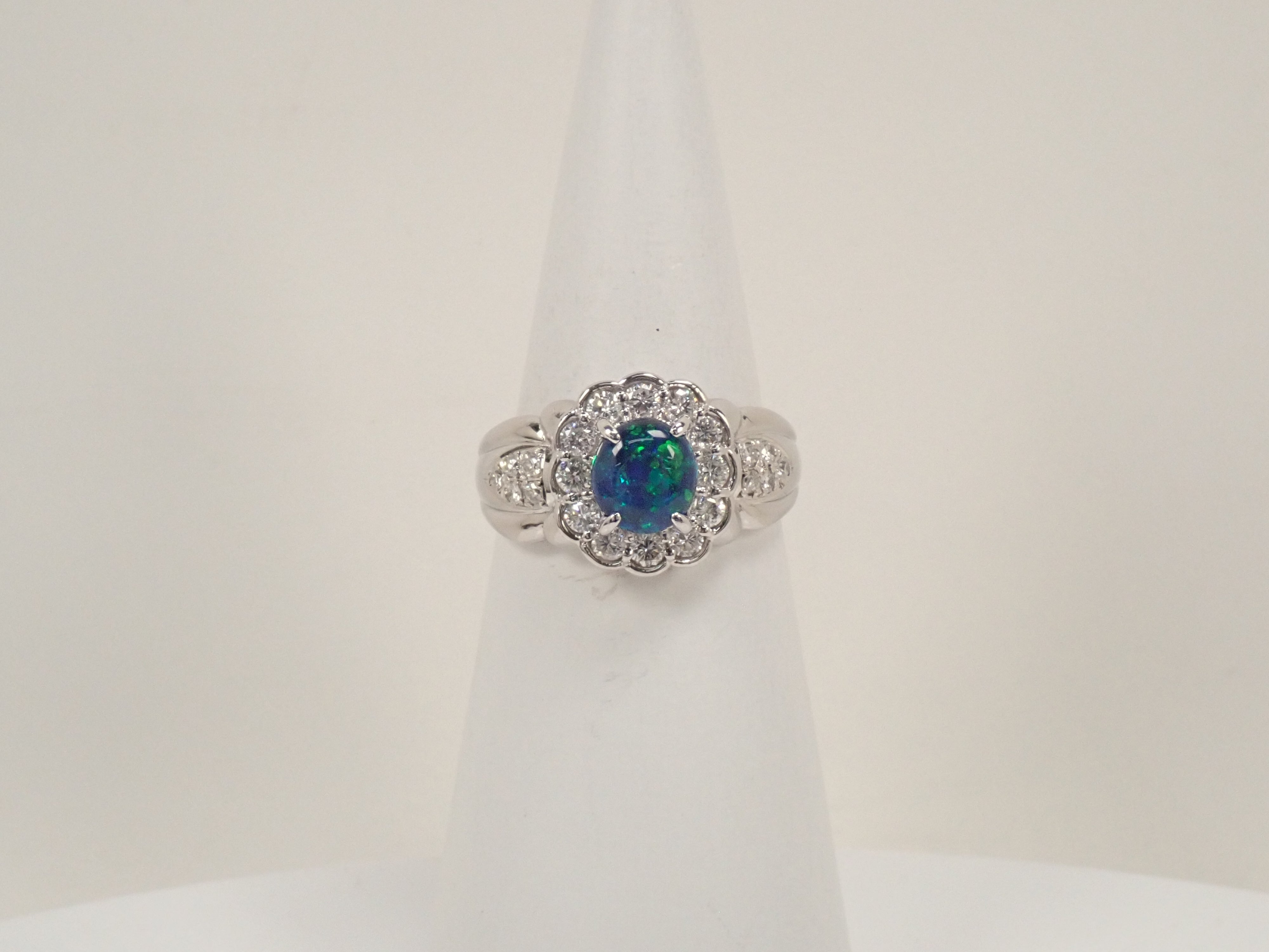 カラフリ】Pt900 ブラックオパール 0.83ct リング