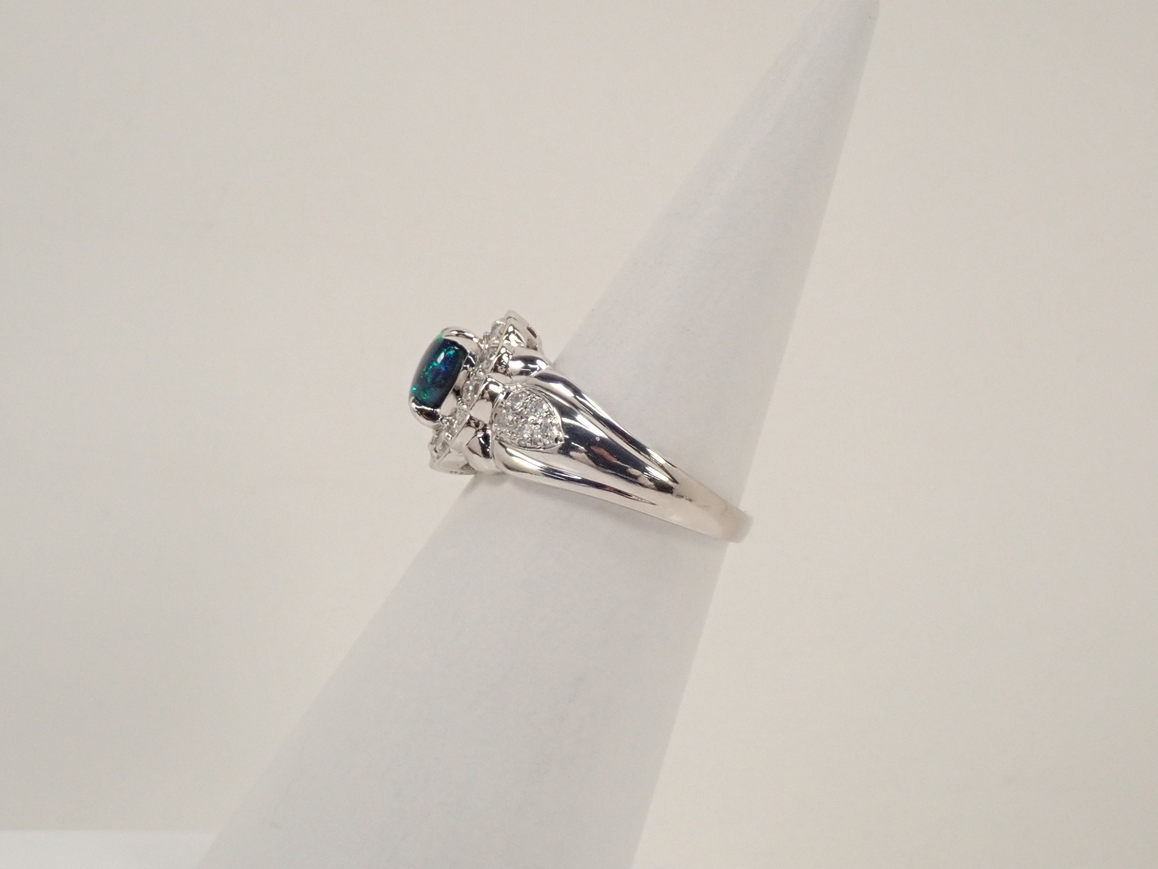 カラフリ】Pt900 ブラックオパール 0.83ct リング