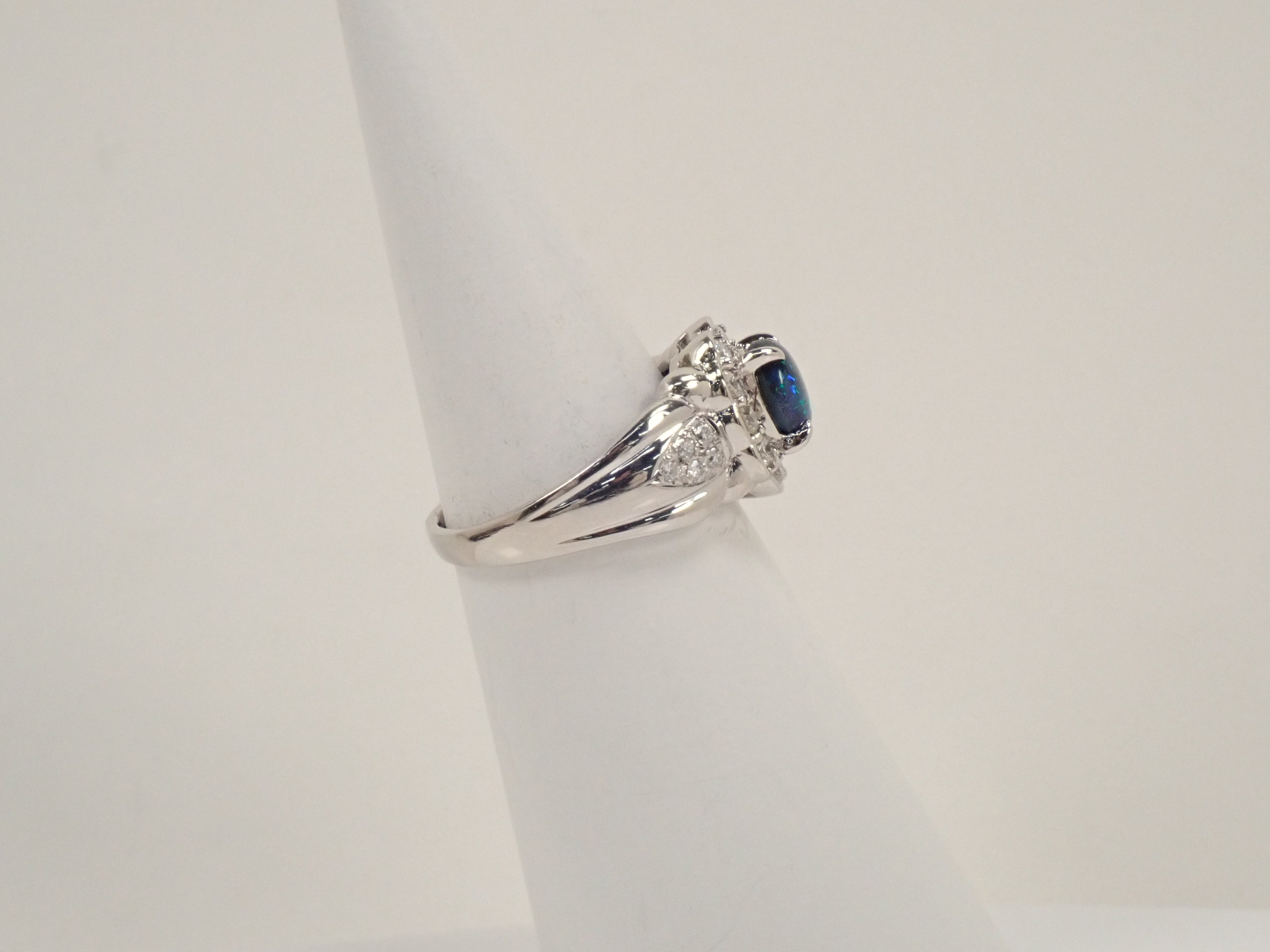 カラフリ】Pt900 ブラックオパール 0.83ct リング