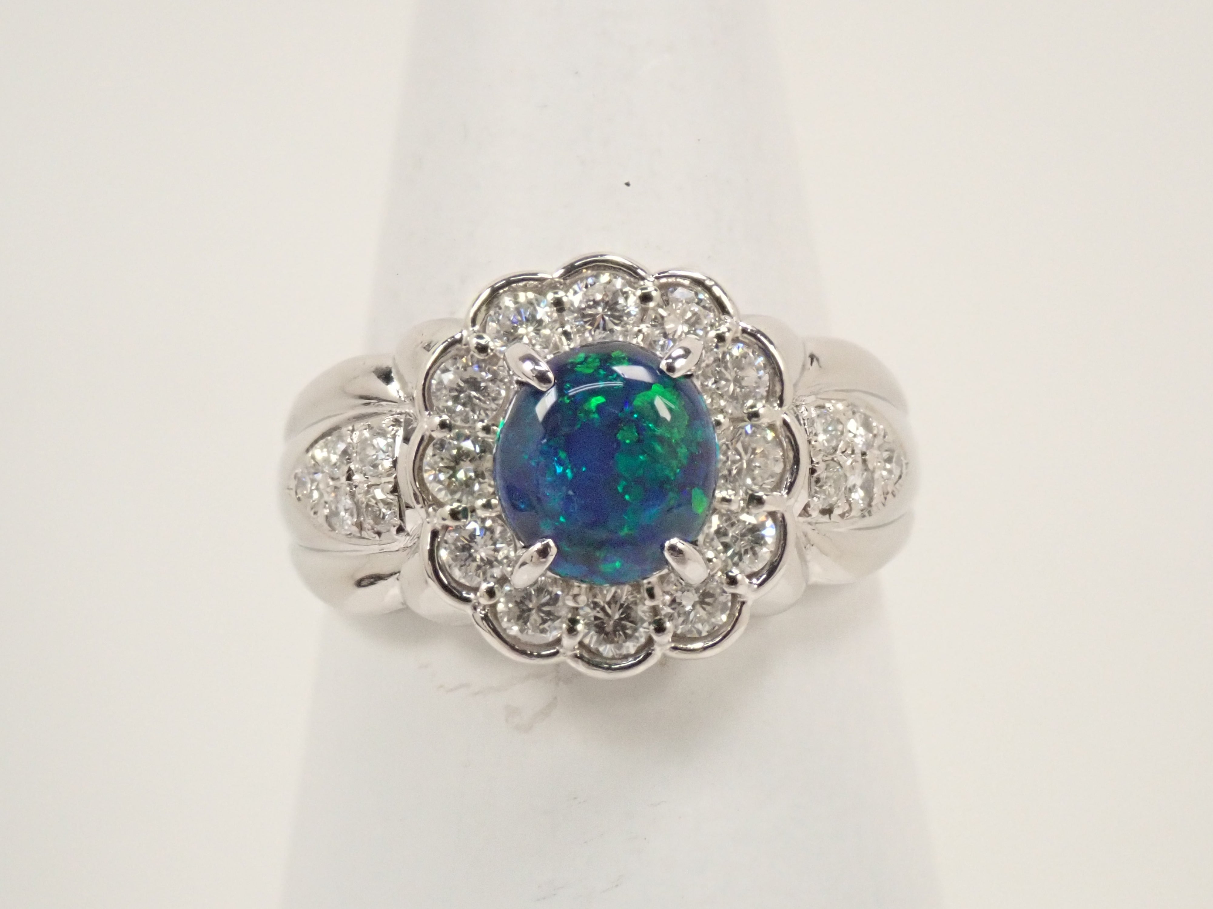 【22602548掲載】【カラフリ】Pt900 ブラックオパール 0.83ct リング