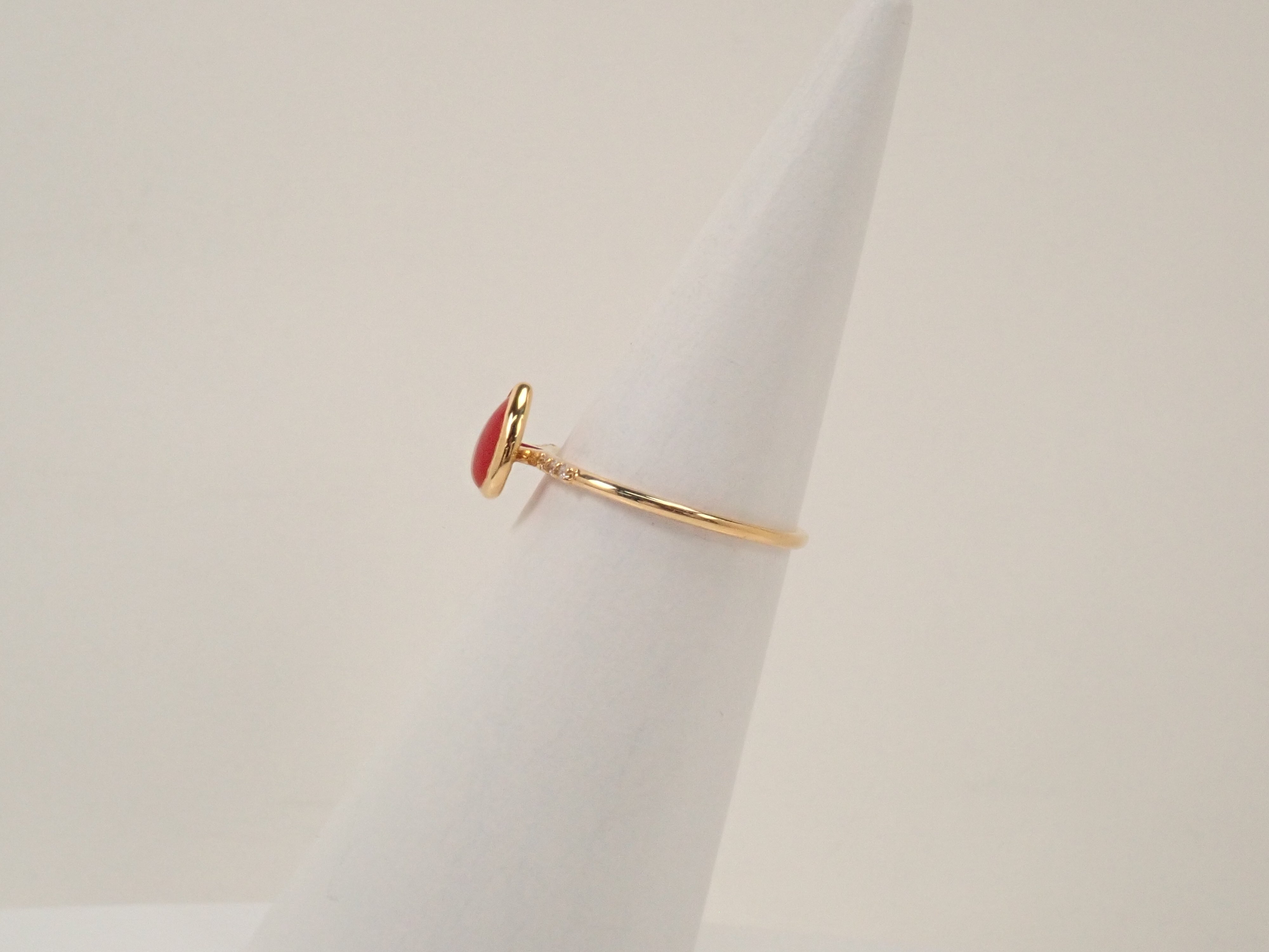 【22602551掲載】K18 血赤珊瑚 0.56ct リング