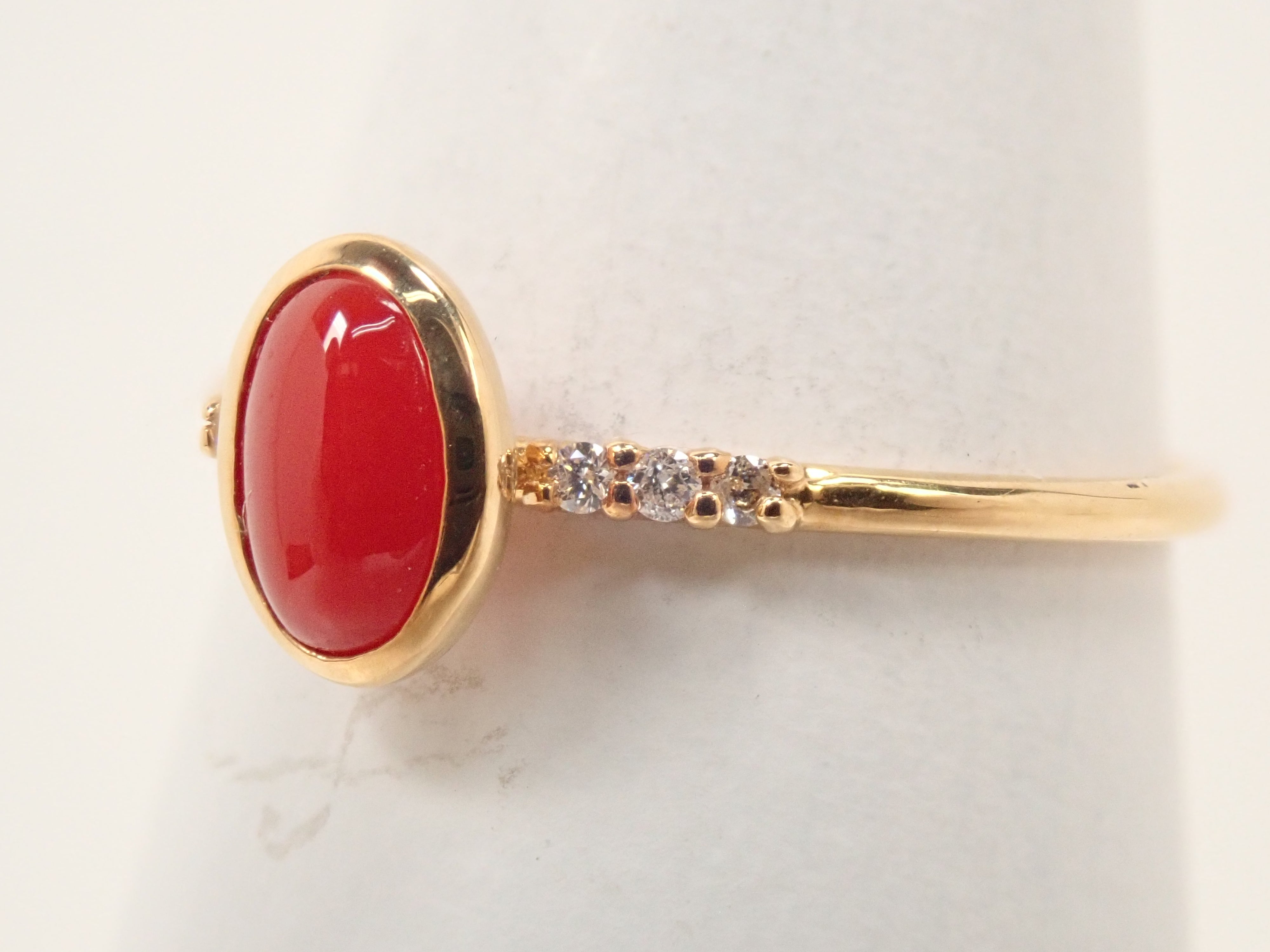 K18 血赤珊瑚 0.41ct リング