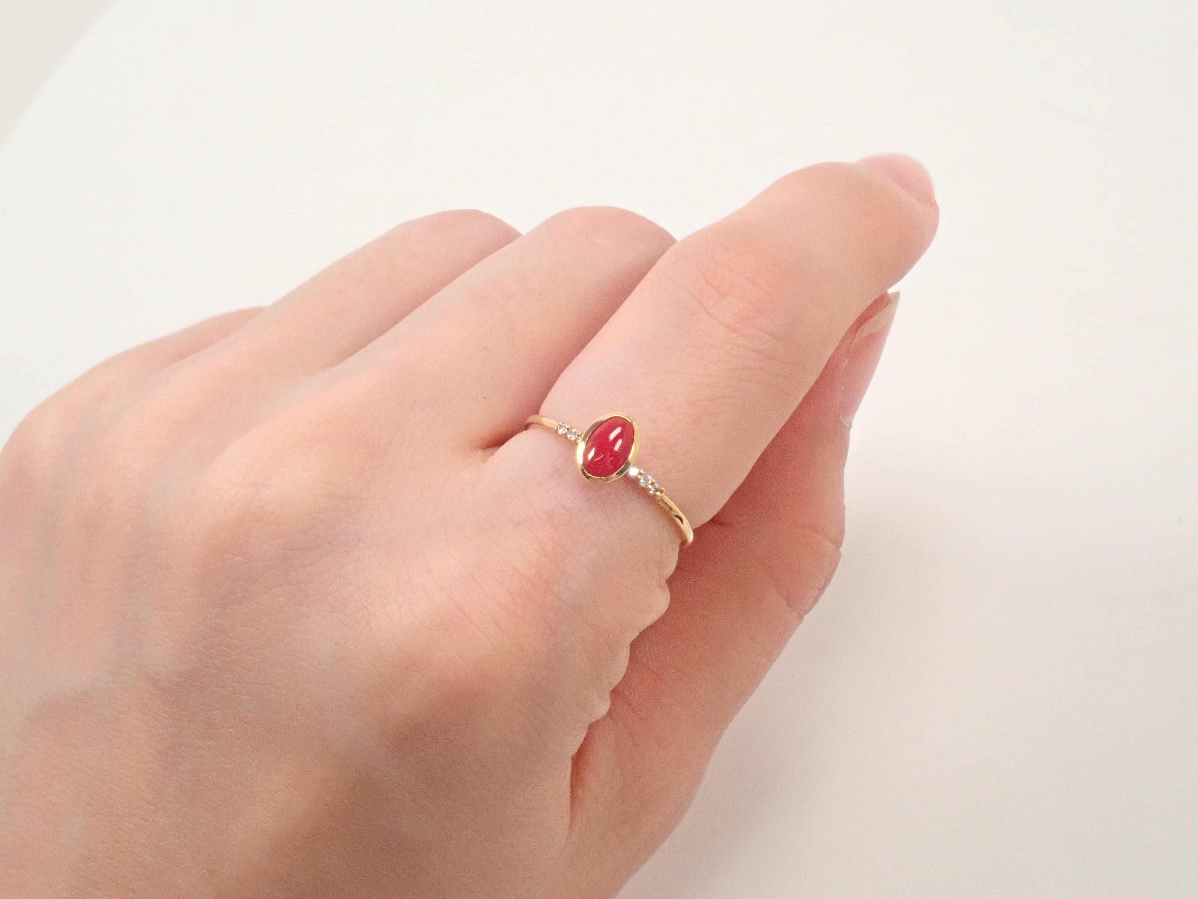 K18 血赤珊瑚 0.41ct リング