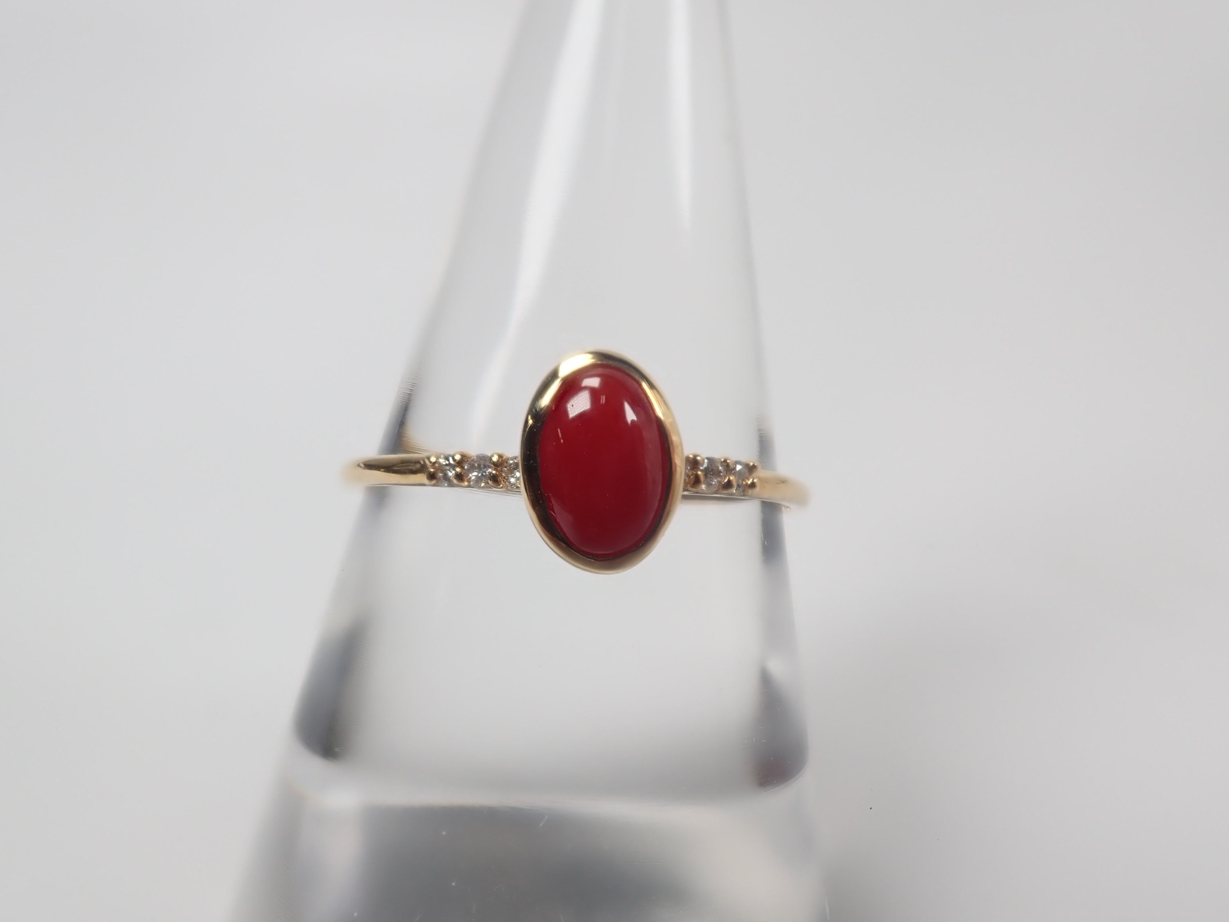 K18 血赤珊瑚 0.41ct リング
