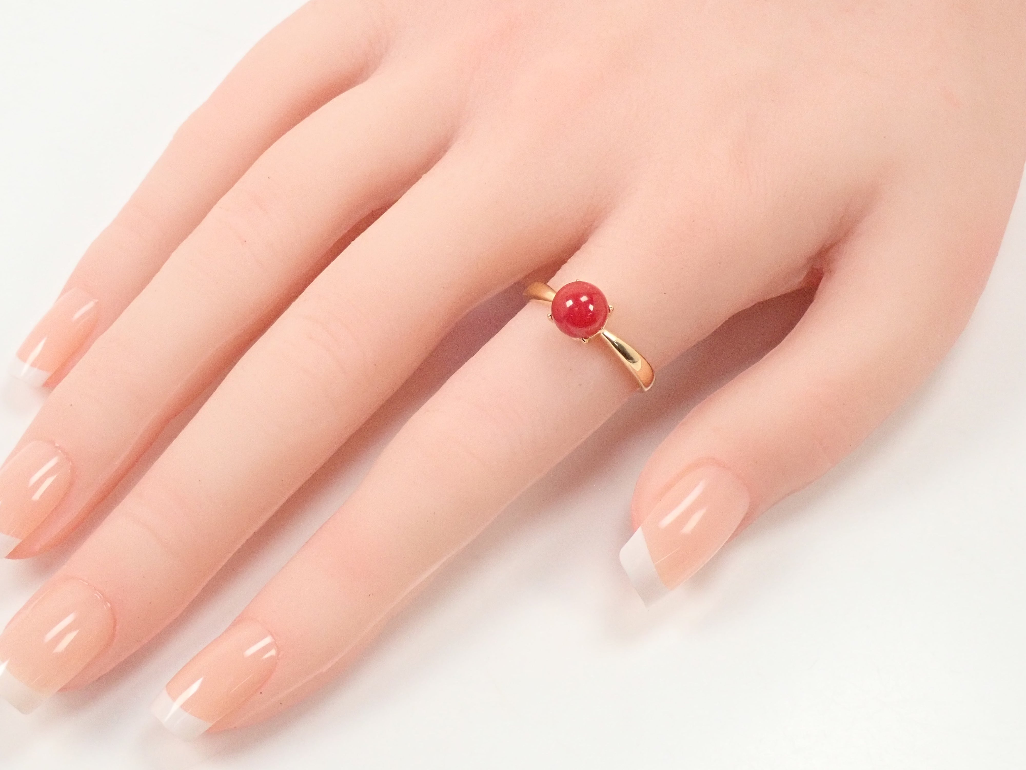 k18珊瑚トップ K18 Red Coral Pendant Top (Necklace Top)