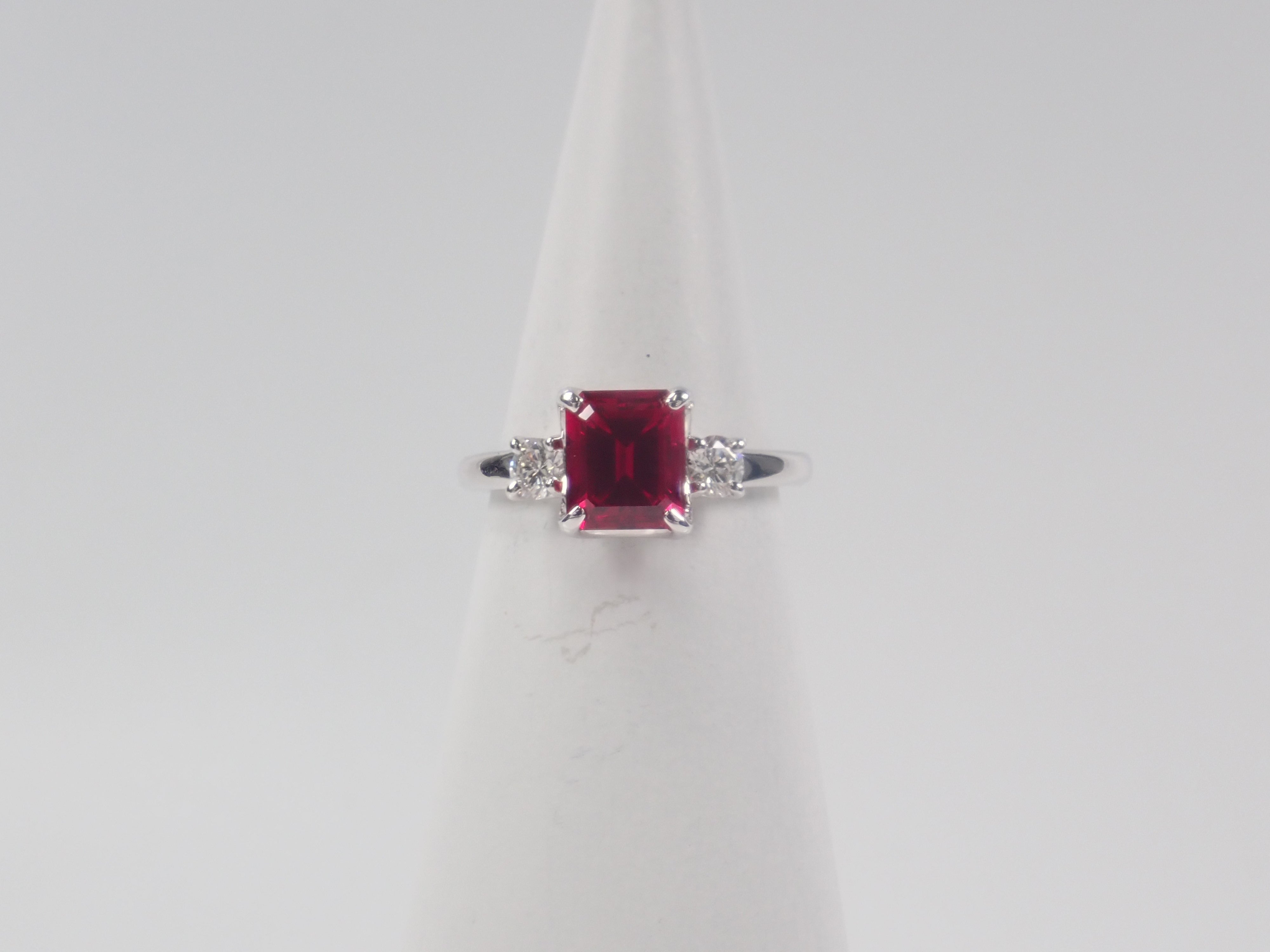 【22602586掲載】【カラフリ】Pt900 合成ルビー 1.61ct リング