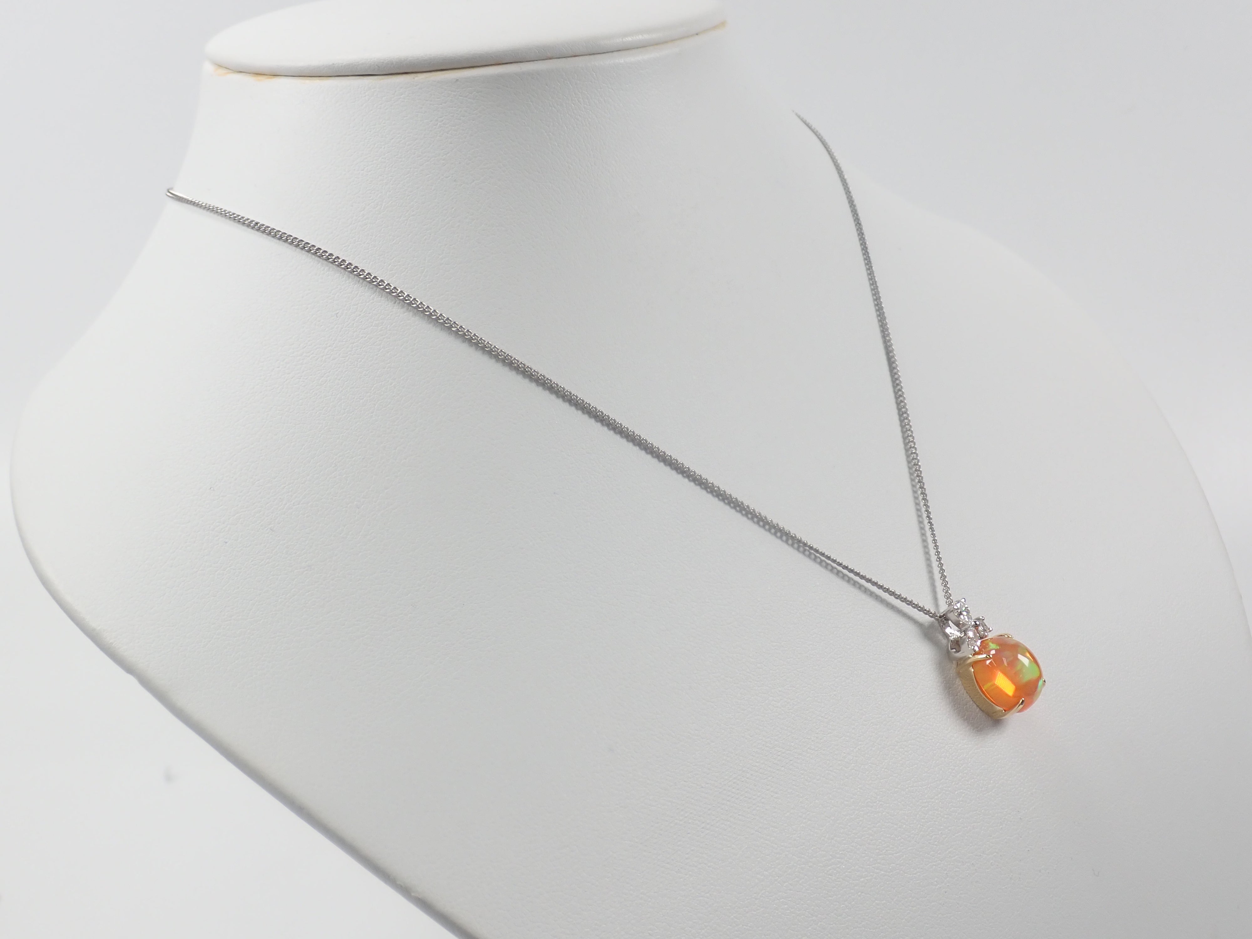 Pt900/K18 クレサンベール/京セラ 合成オパール 3.25ct・ダイヤモンド
