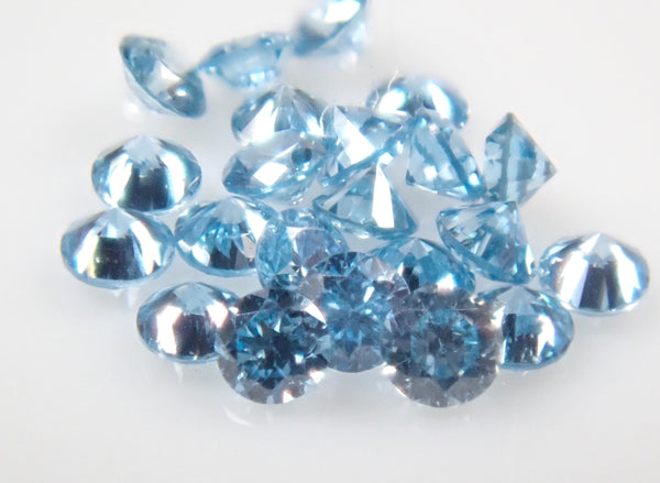 Lab-grown ice blue diamond set of two (synthetic diamond, VS class equivalent, 1mm) {Multiple purchase discount available}