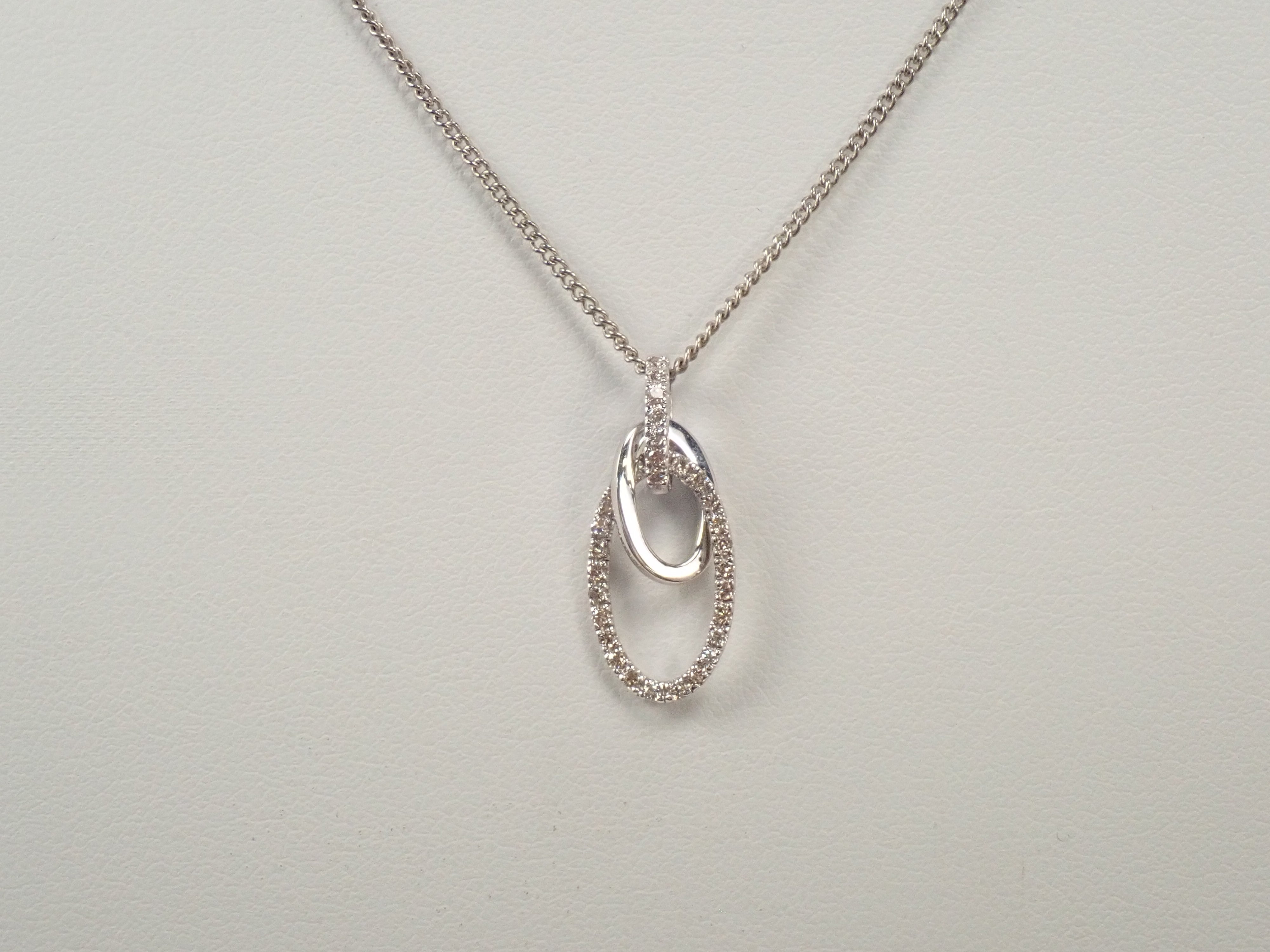 【22602594掲載】【カラフリ】K18WG ダイヤモンド 0.21ct ペンダント（ネックレス）