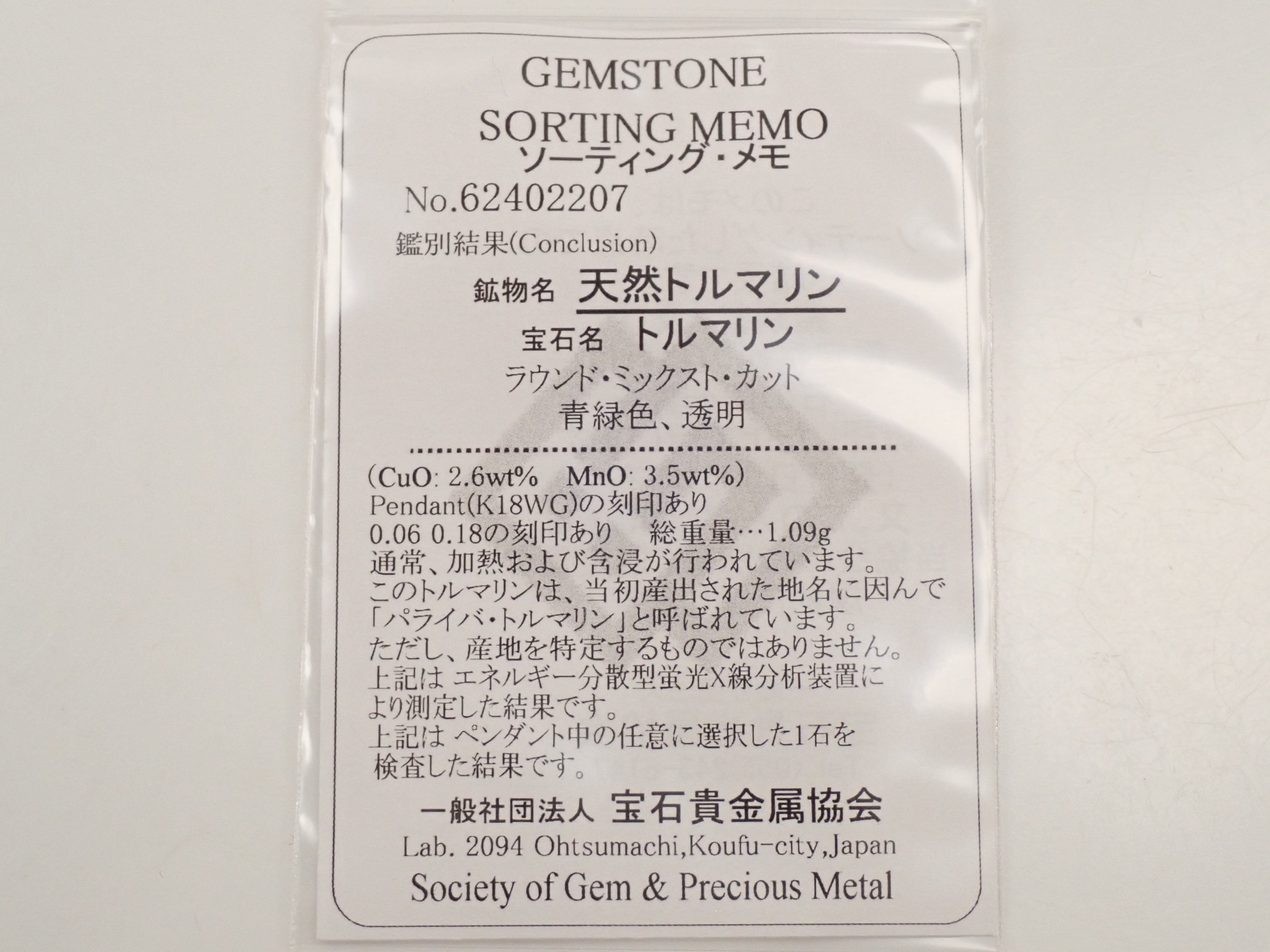 Pt900 ブラジル産パライバトルマリン 0.06ct ペンダント（ネックレス）