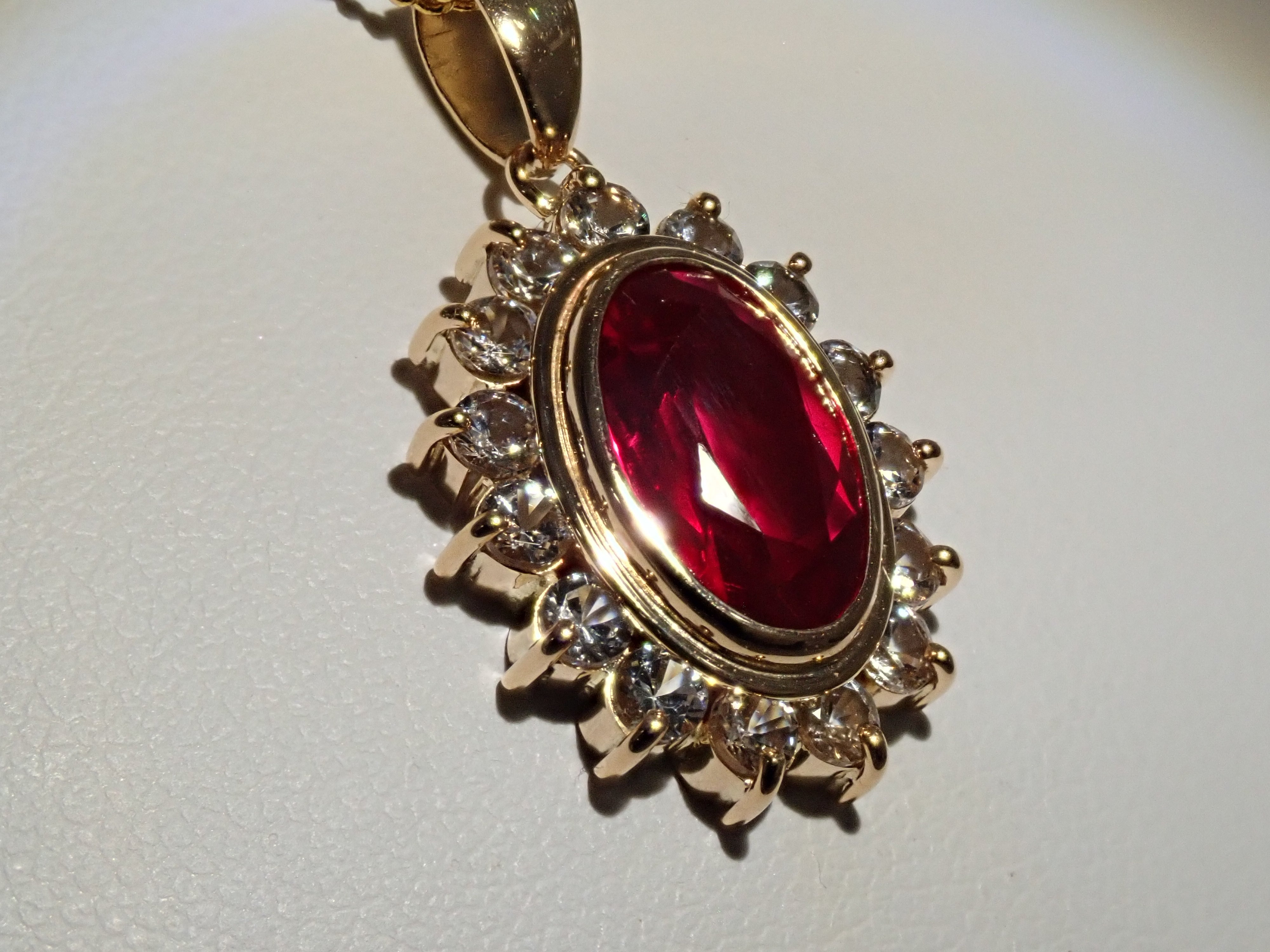 K18 Synthetic Ruby Pendant Top (Necklace Top)