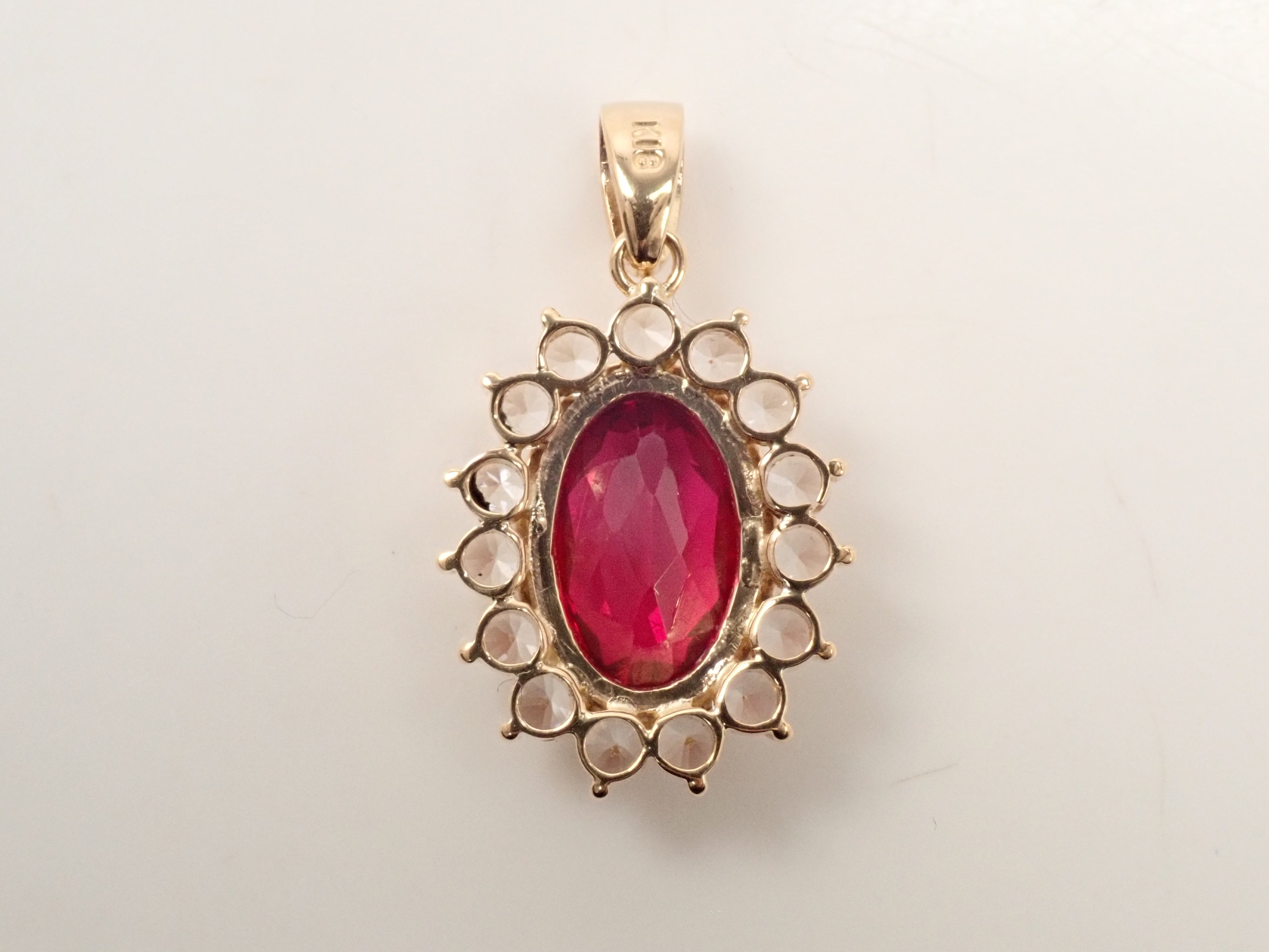 K18 Synthetic Ruby Pendant Top (Necklace Top)