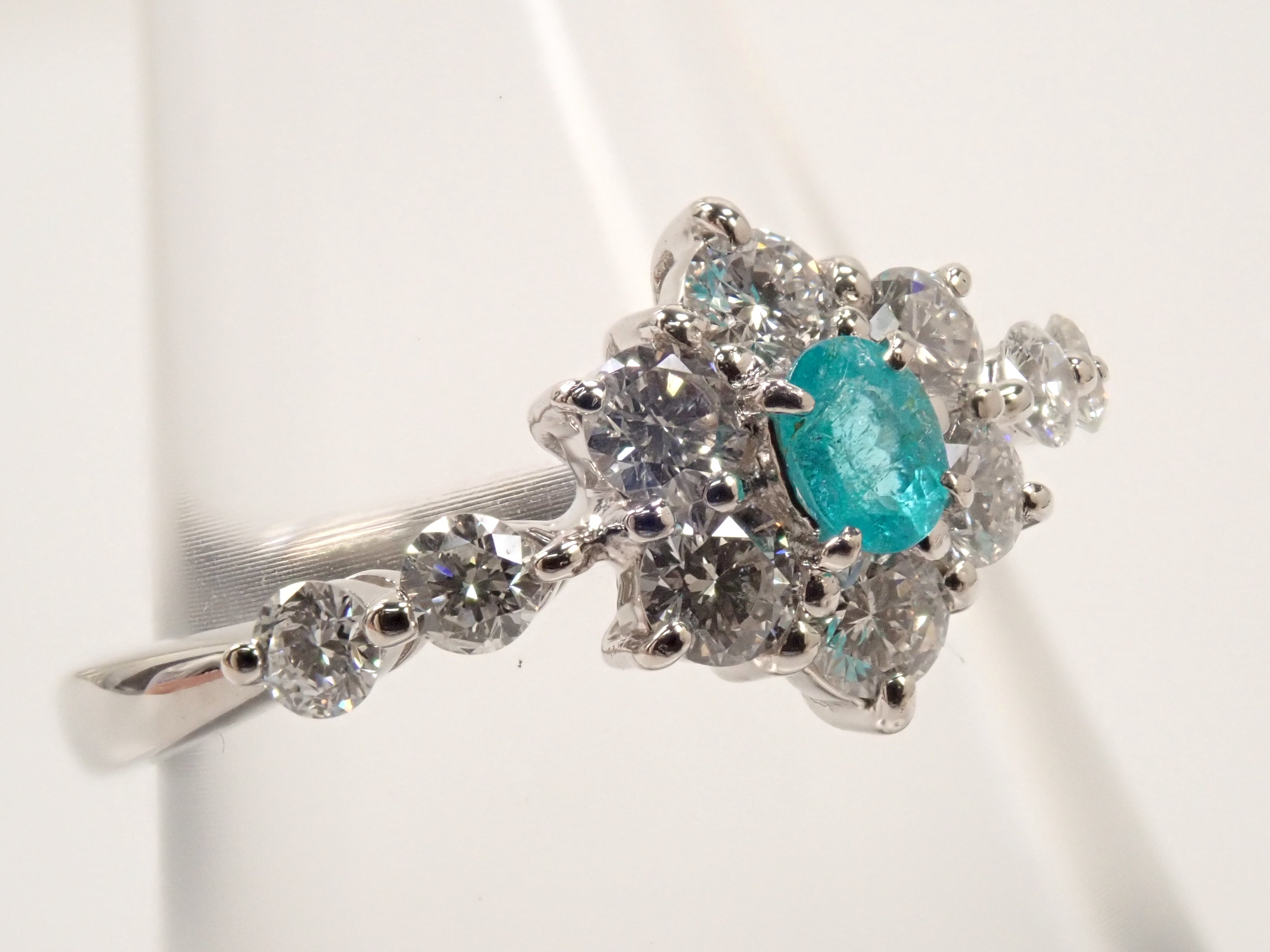【5/26 22時販売】【カラフリ】Pt900 ブラジル産パライバトルマリン 0.11ct・ダイヤモンド0.58ctリング（CuO:2.4%,MnO:0.9%）