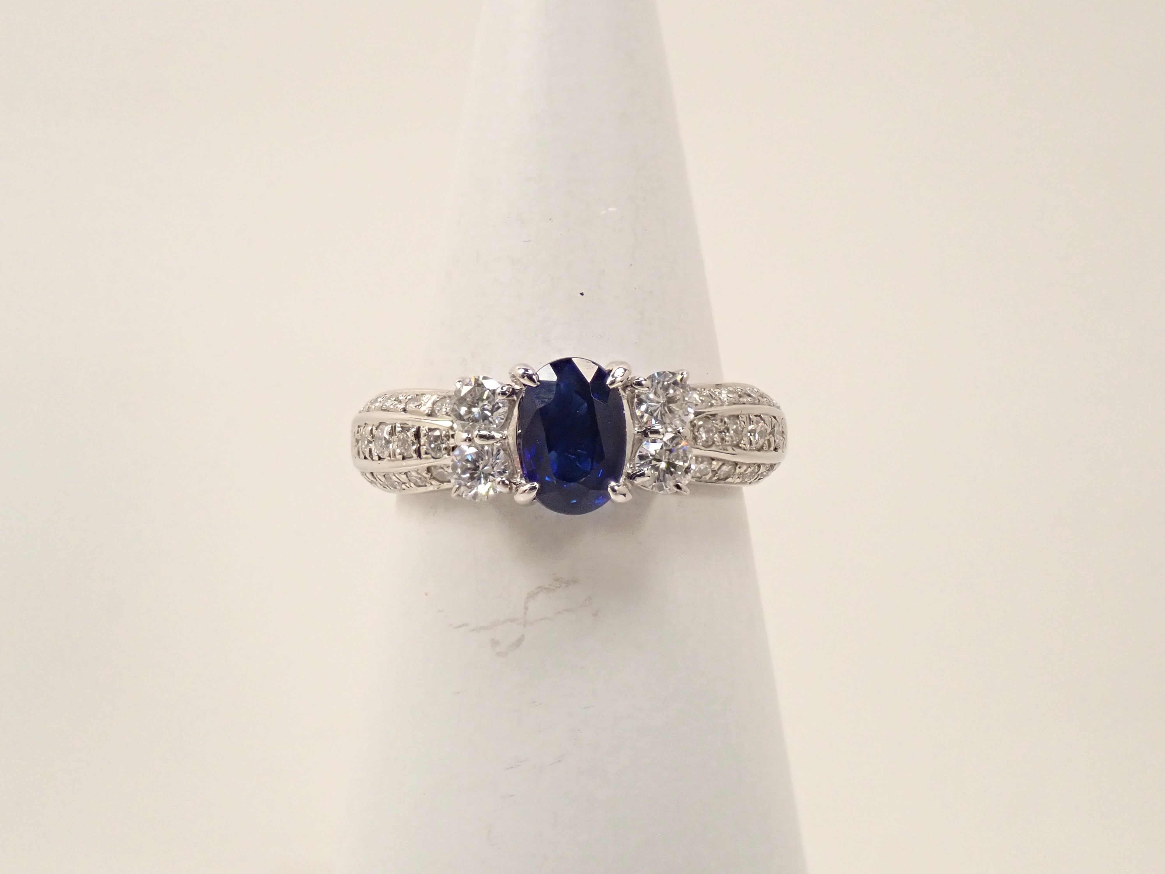 【6/12 22時販売】【カラフリ】Pt900 マダガスカル産サファイア 0.99ct・ダイヤモンド0.58ctリング GIA