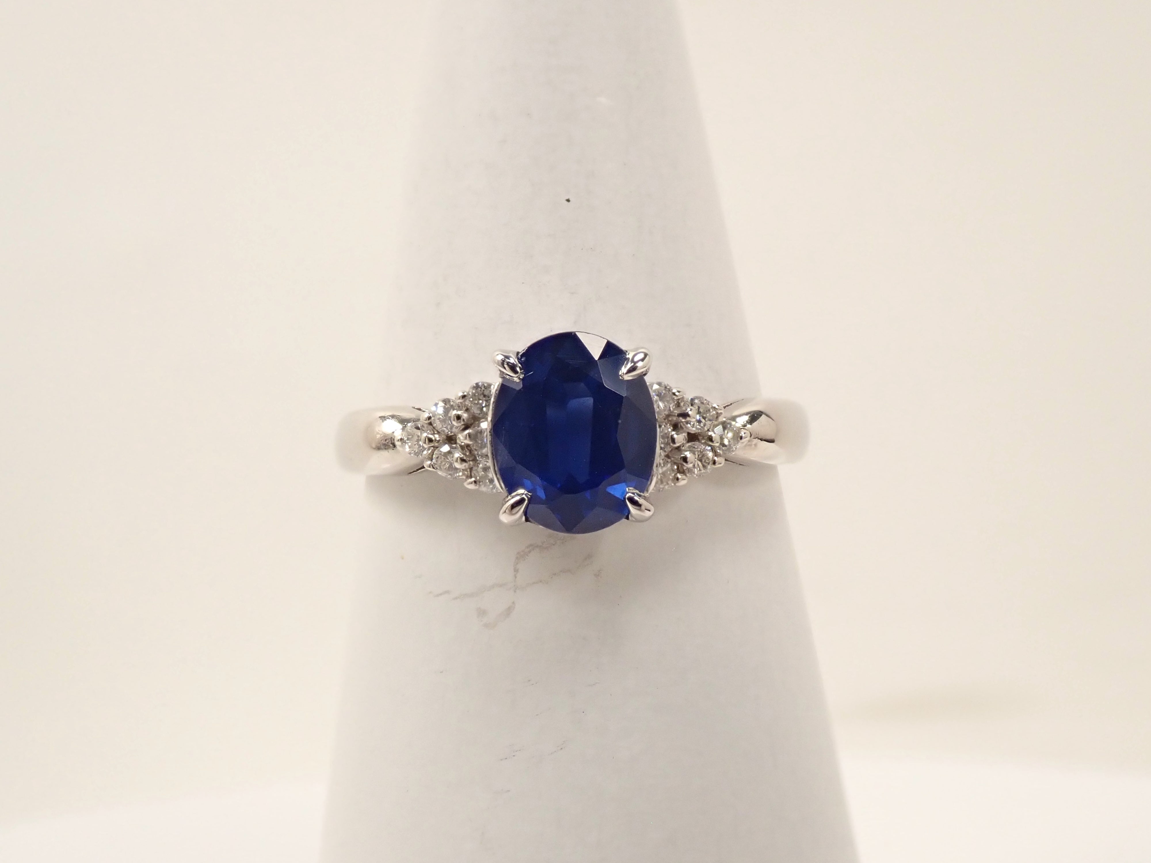 【6/12 22時販売】【カラフリ】Pt900 タイ産サファイア 1.33ct・ダイヤモンド0.12ctリング GIA
